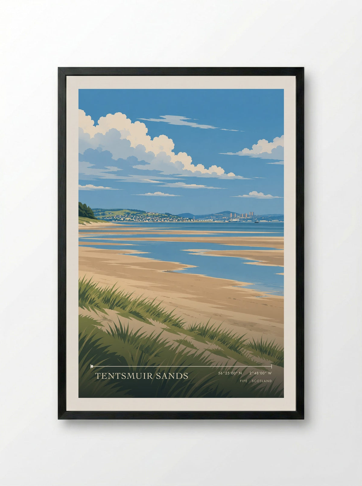 Tentsmuir Sands, Fife | Travel Poster - Framed Print Black