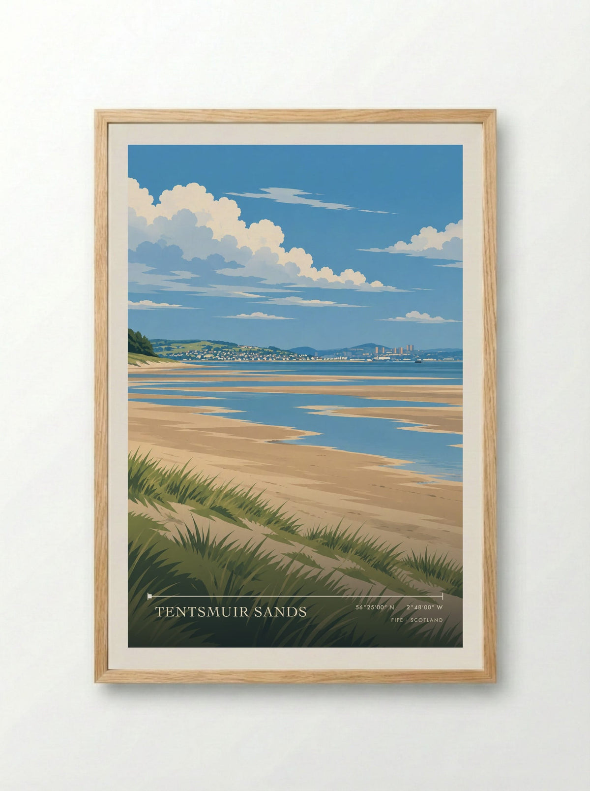 Tentsmuir Sands, Fife | Travel Poster - Framed Print Wood