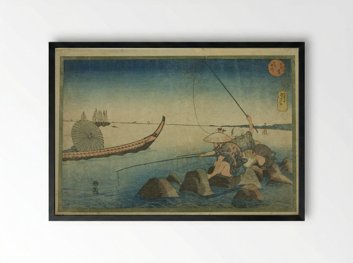 Teppozu, from the series Famous Places in the Eastern Capital (Toto meisho) - Utagawa Kuniyoshi - Framed Print Black