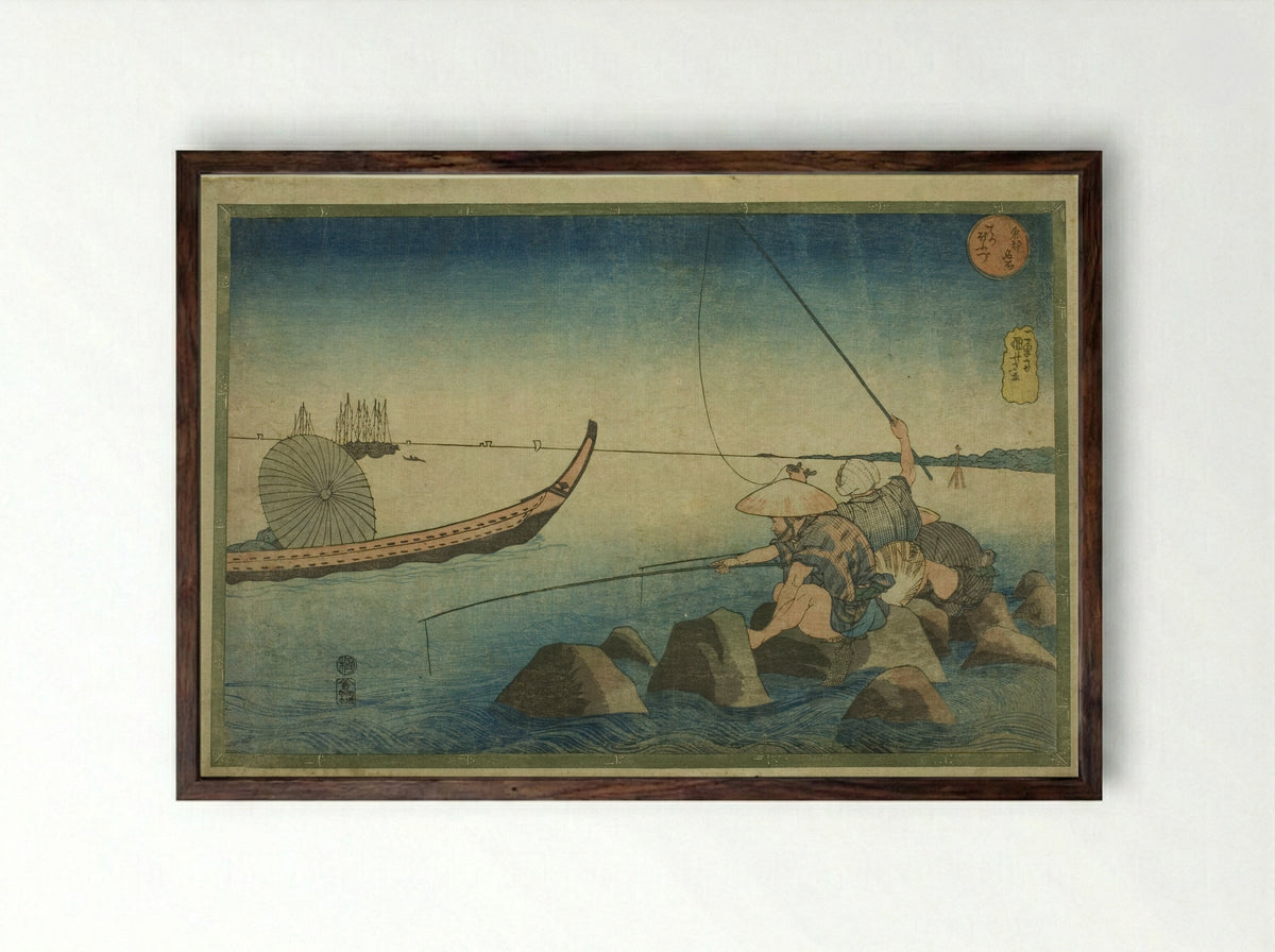 Teppozu, from the series Famous Places in the Eastern Capital (Toto meisho) - Utagawa Kuniyoshi - Framed Print Dark Wood