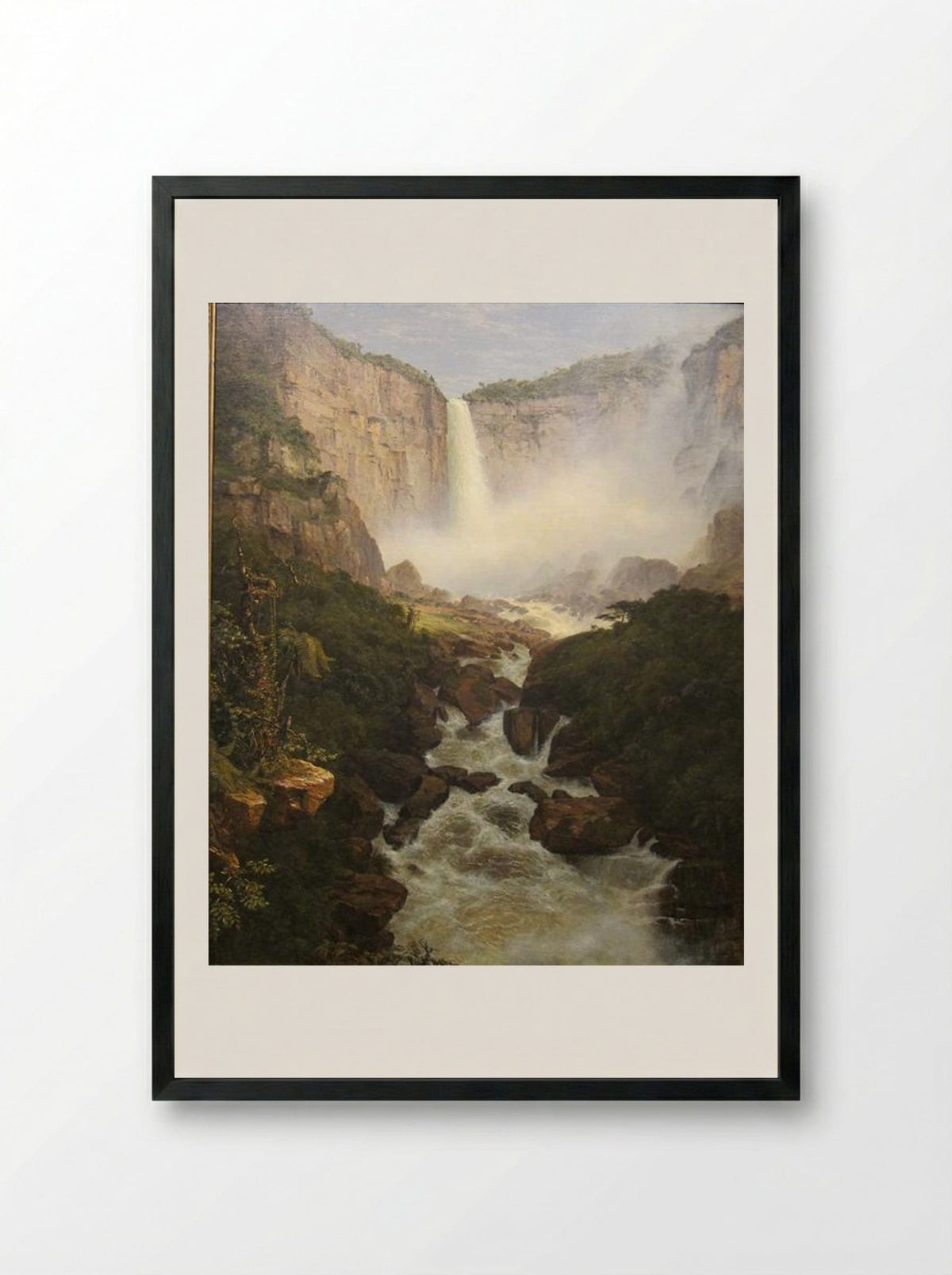Tequendama Falls, Near Bogota, New Granada - Frederic Edwin Church - Framed Print Black