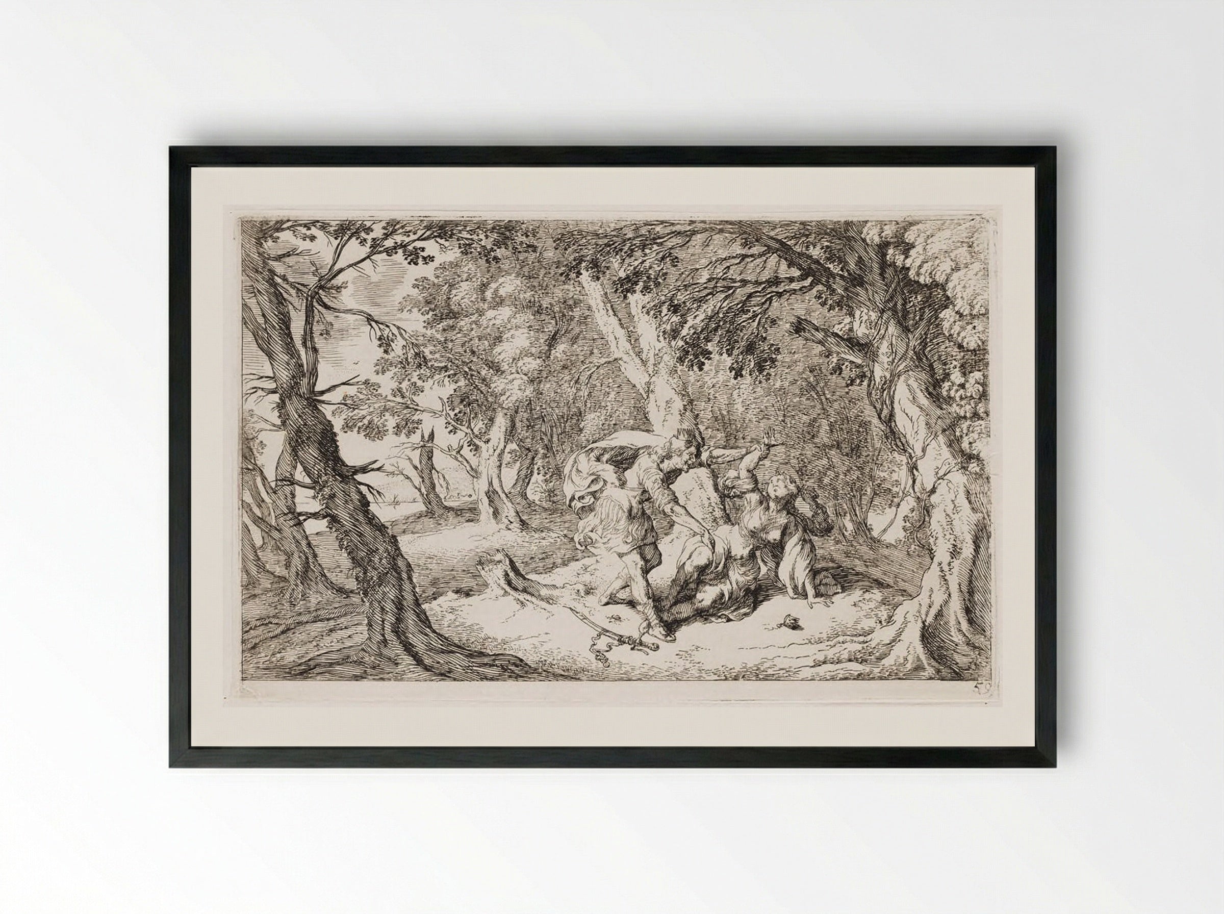 Tereus Abducts Philomela - Johann Wilhelm Baur - Framed Print Black