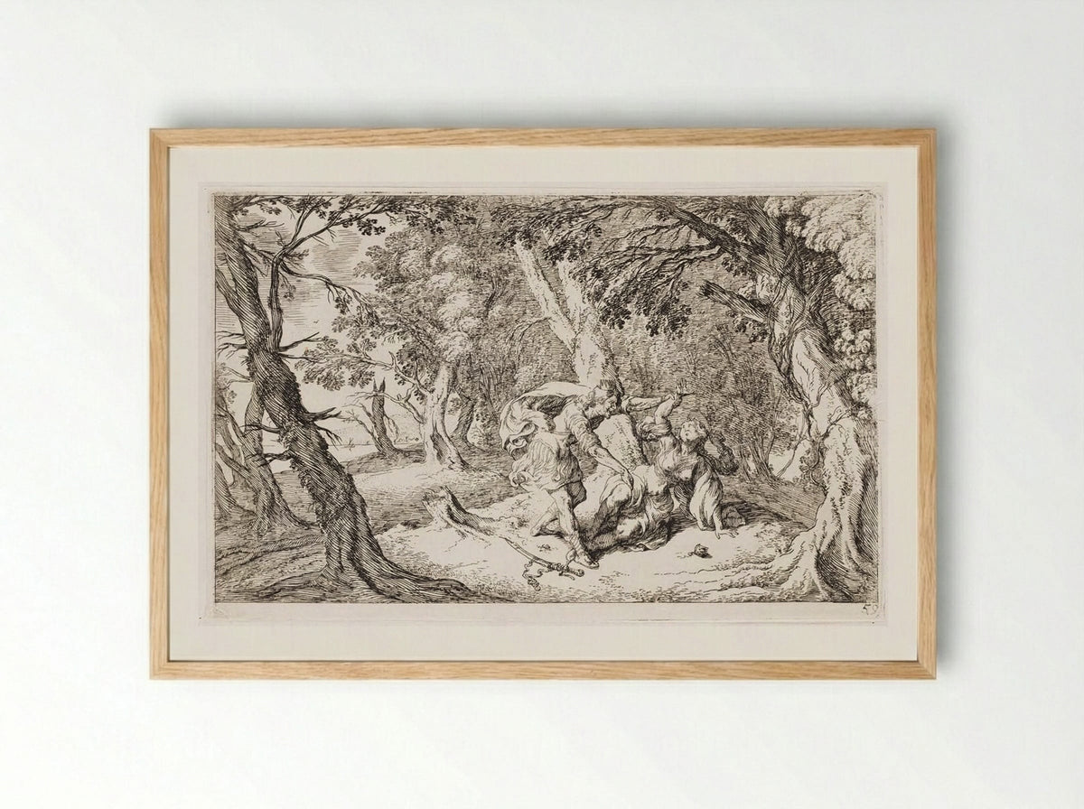 Tereus Abducts Philomela - Johann Wilhelm Baur - Framed Print Wood