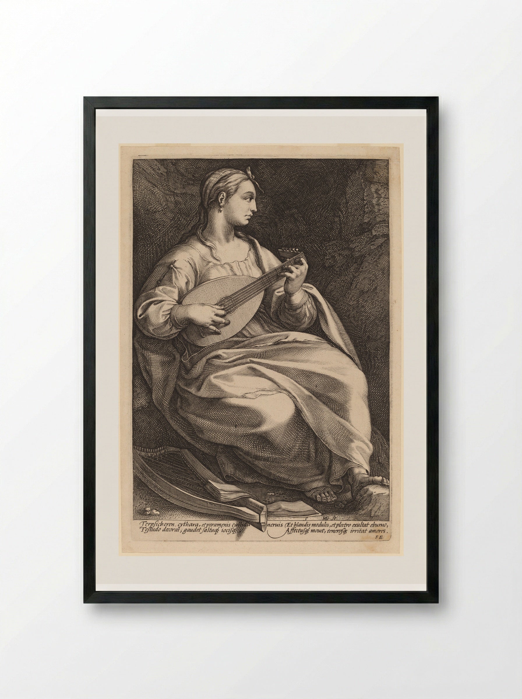 Terpsichore - Hendrick Goltzius - Framed Print Black