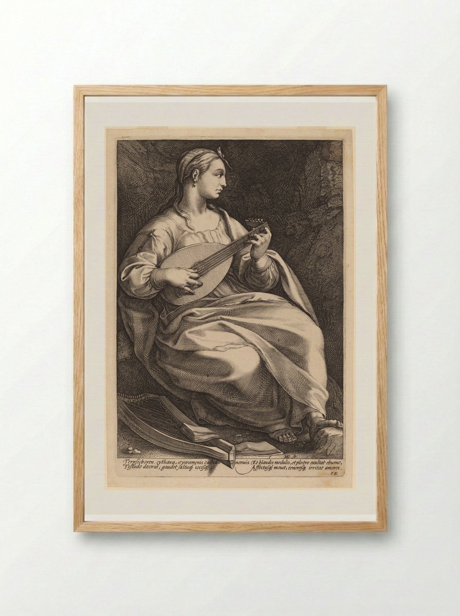 Terpsichore - Hendrick Goltzius - Framed Print Wood
