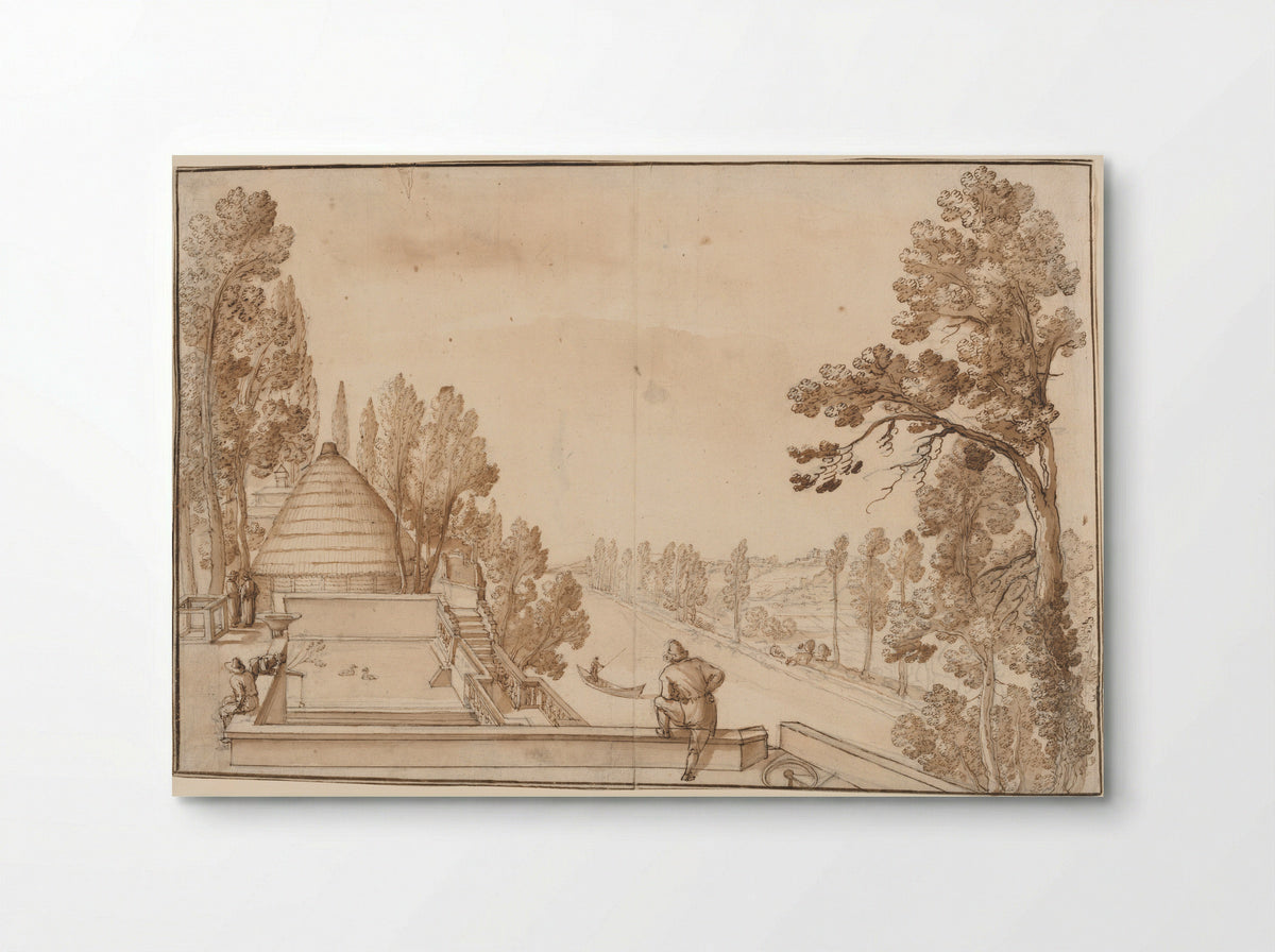 Terrace Overlooking a Canal - Remigio Cantagallina - Poster