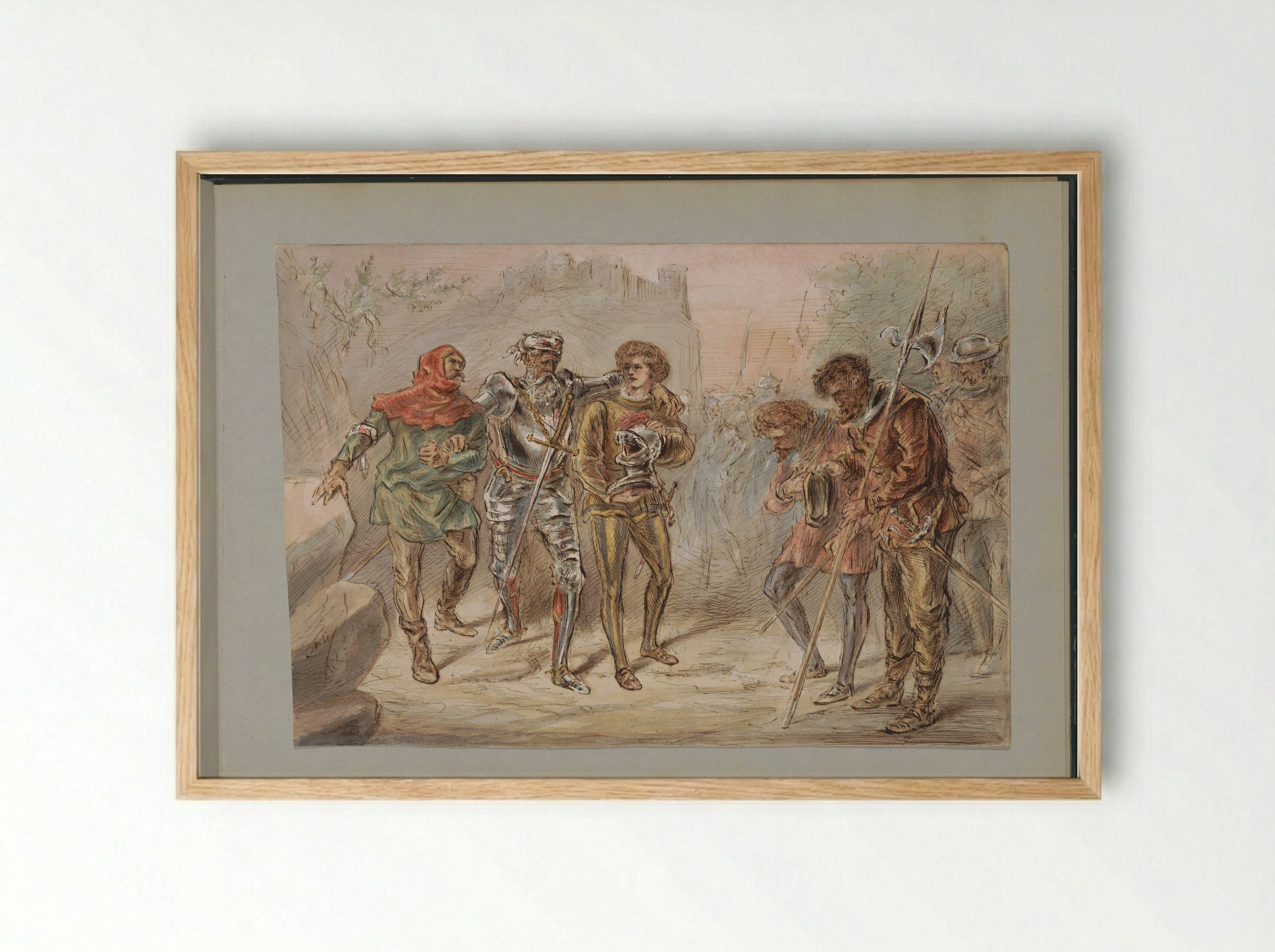 Terugkeer van een gewonde soldaat - Alexander Ver Huell - Framed Print Wood