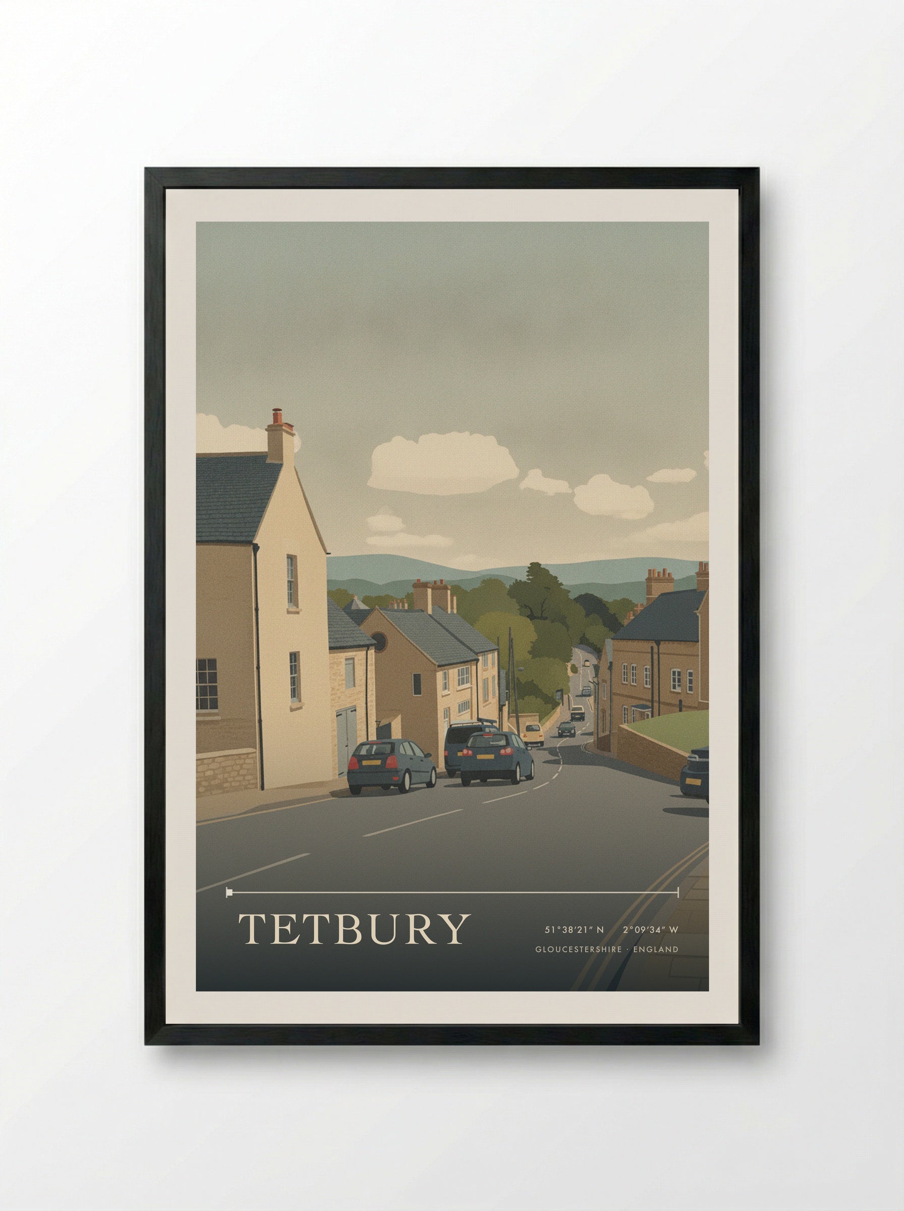 Tetbury Gloucestershire England Travel Poster - Framed Print Black