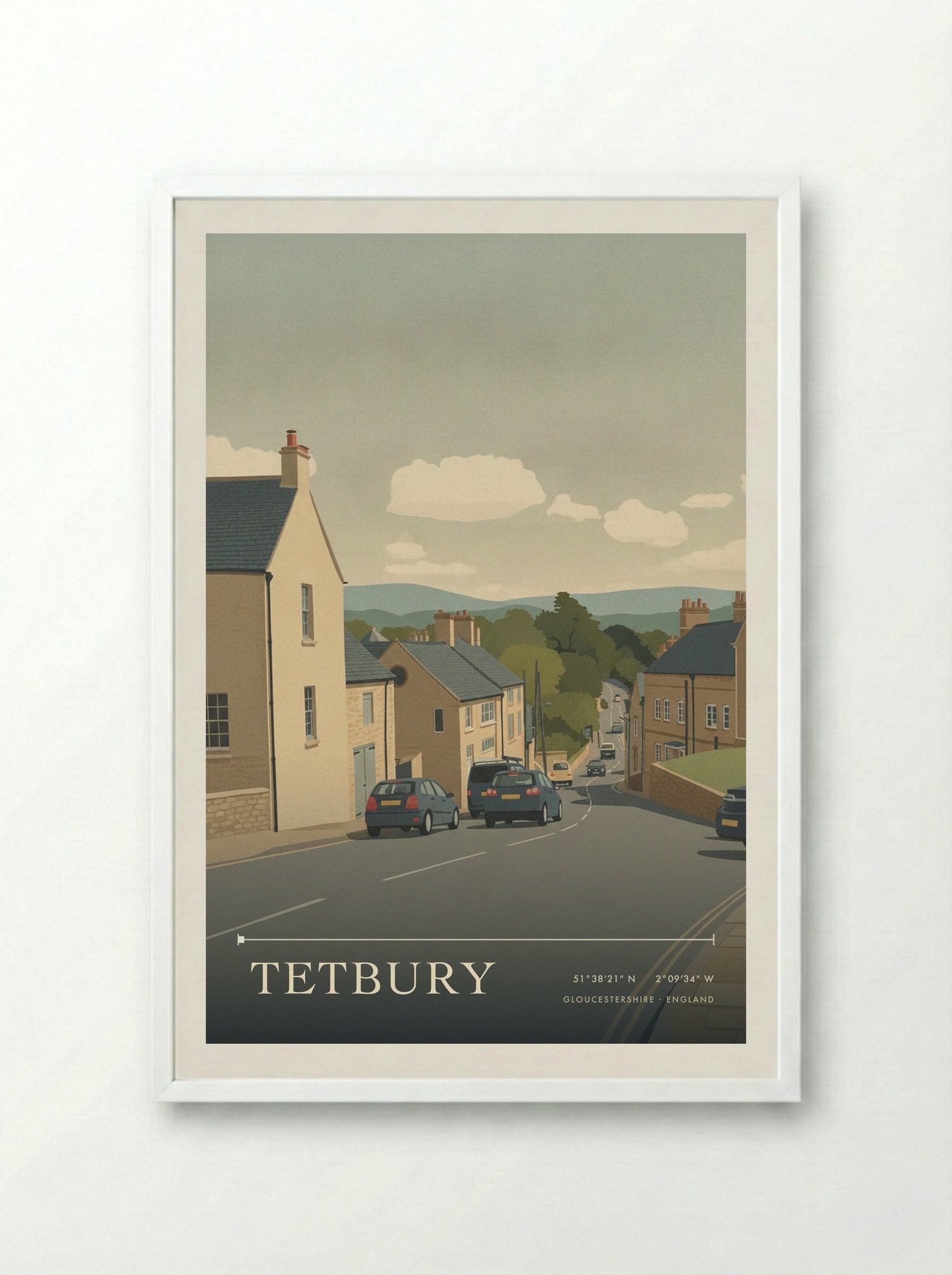 Tetbury Gloucestershire England Travel Poster - Framed Print White