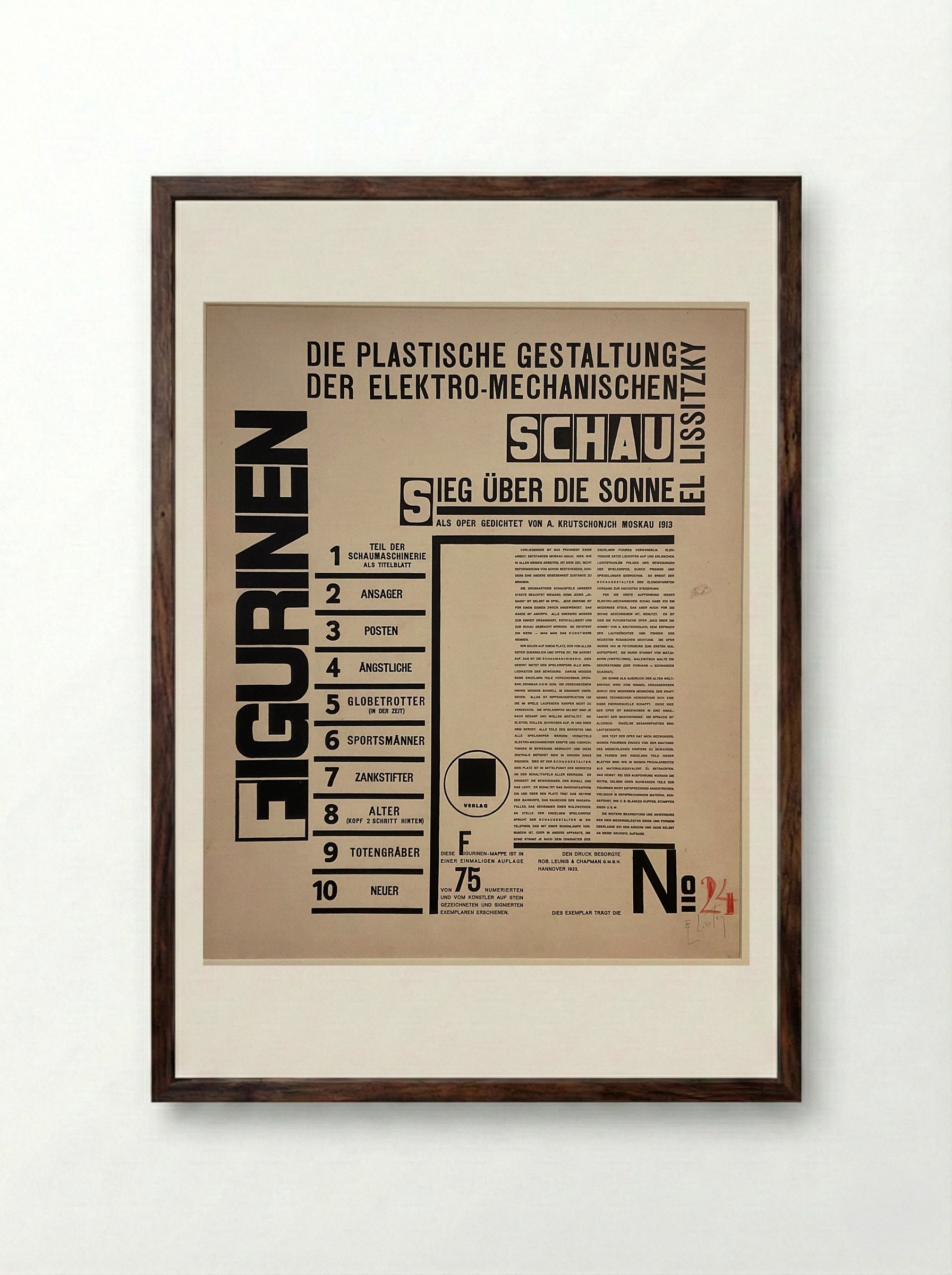 Text Sheet from Figurines - El Lissitzky - Framed Print Dark Wood