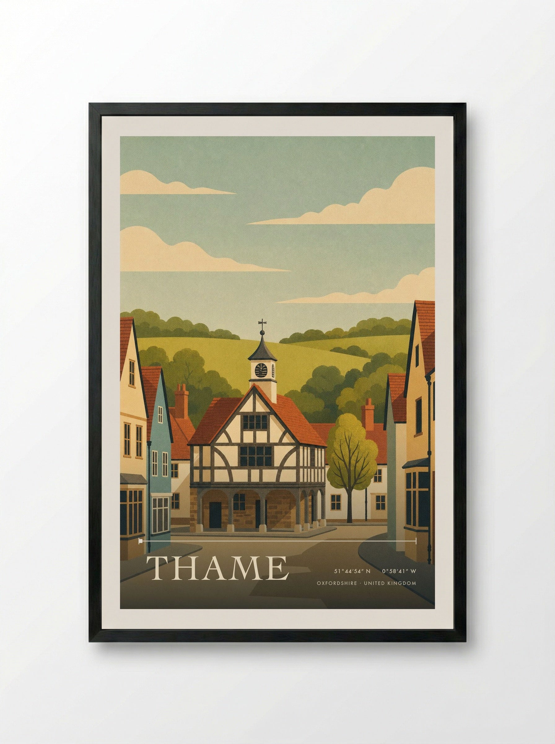 Thame Oxfordshire United Kingdom Travel Poster - Framed Print Black
