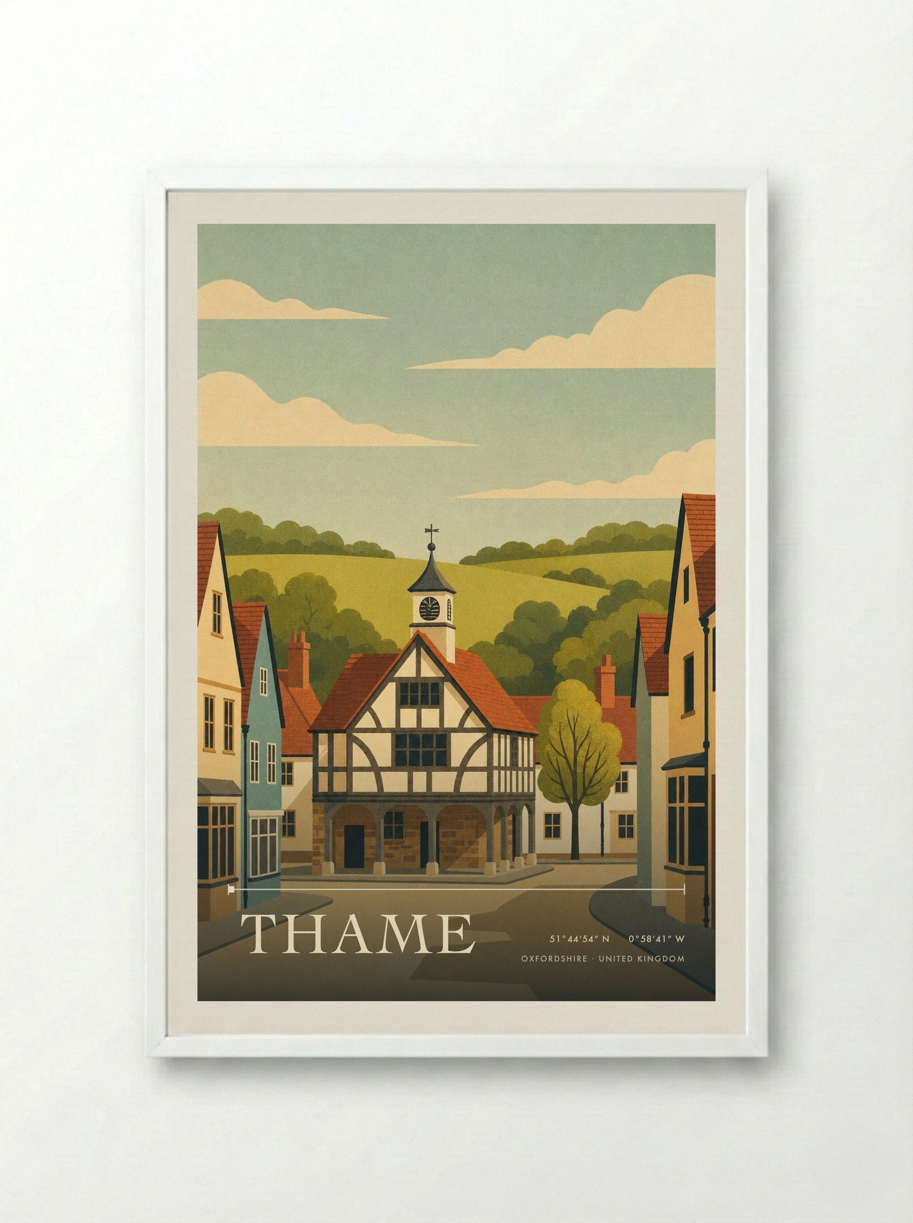 Thame Oxfordshire United Kingdom Travel Poster - Framed Print White