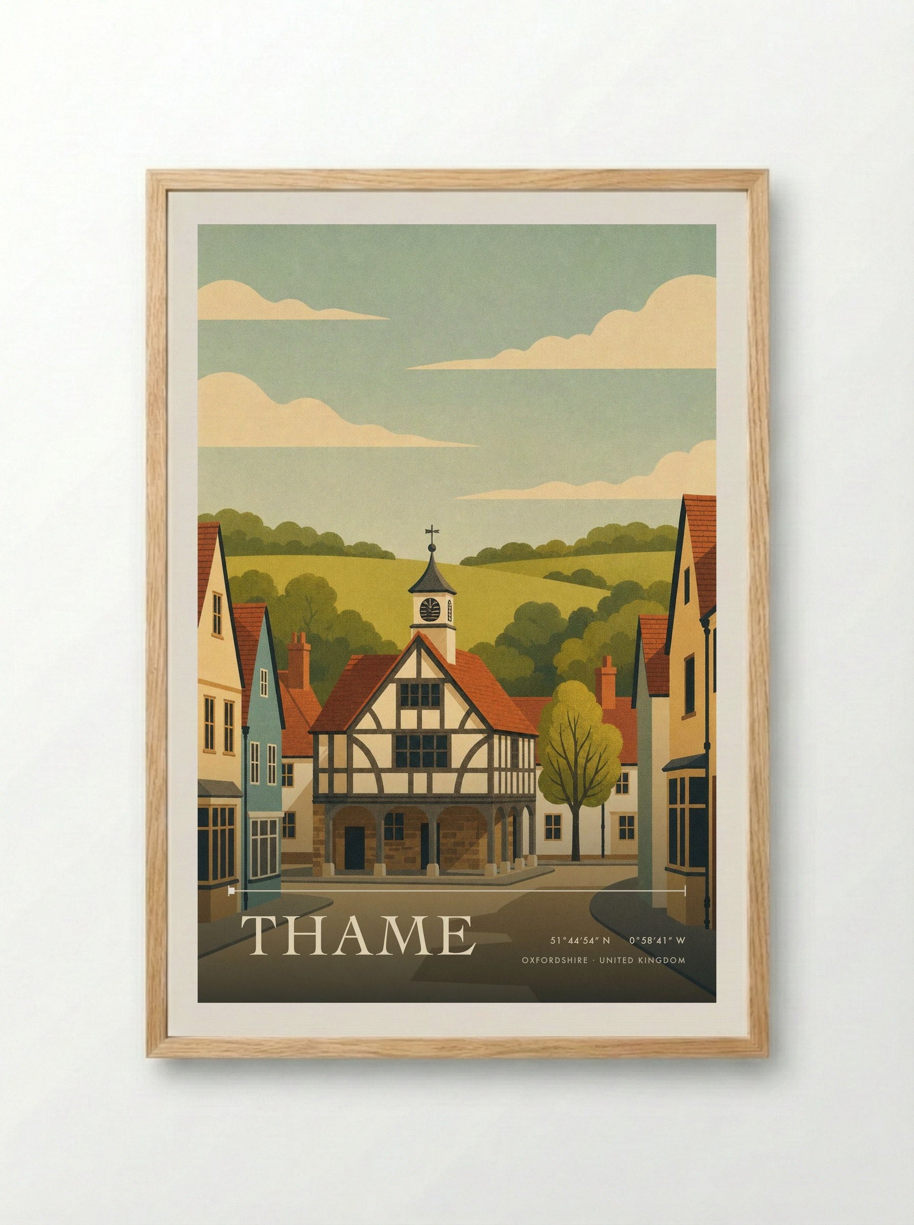 Thame Oxfordshire United Kingdom Travel Poster - Framed Print Wood