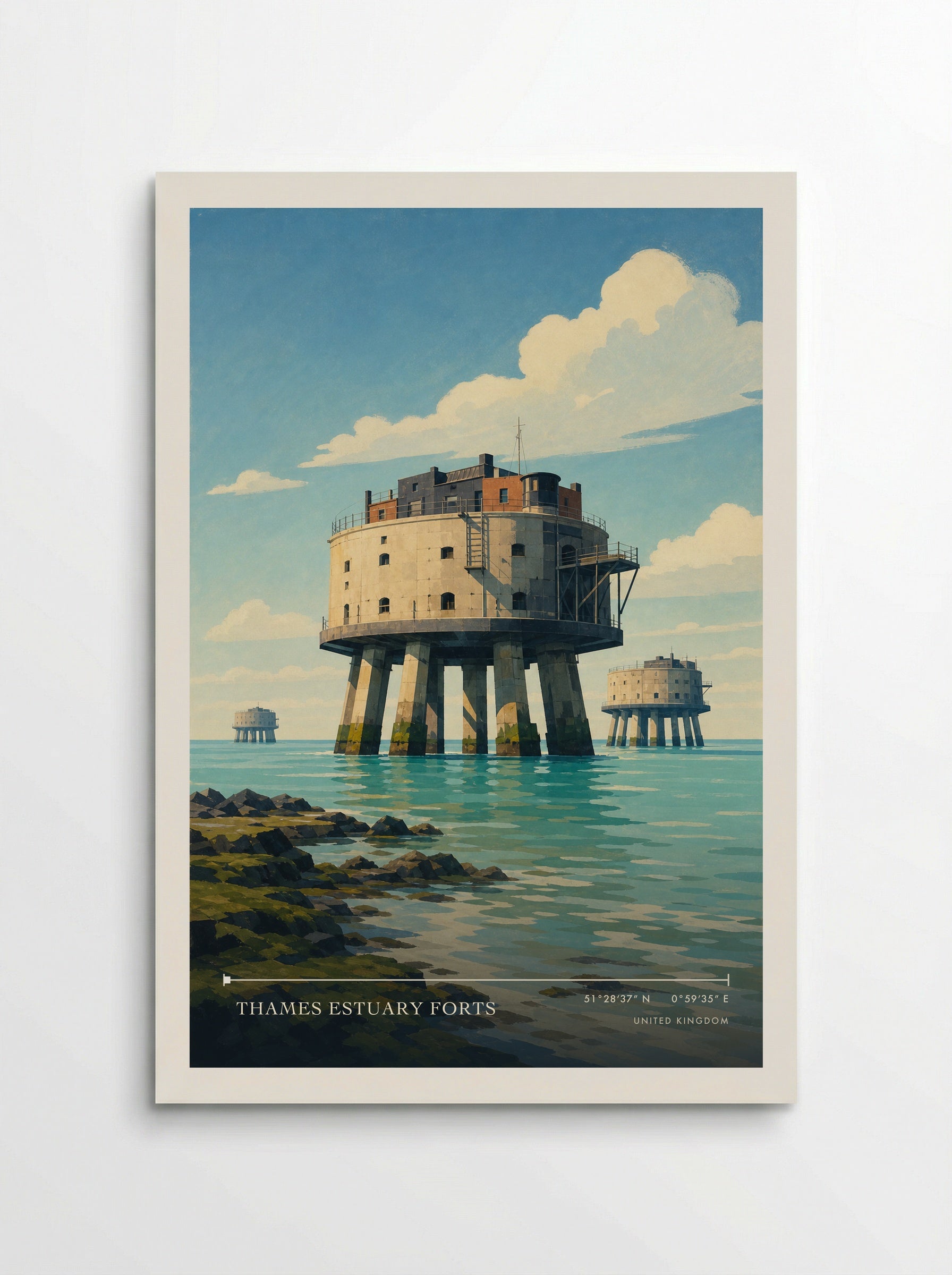 Thames Estuary Forts United Kingdom Travel Poster - Poster
