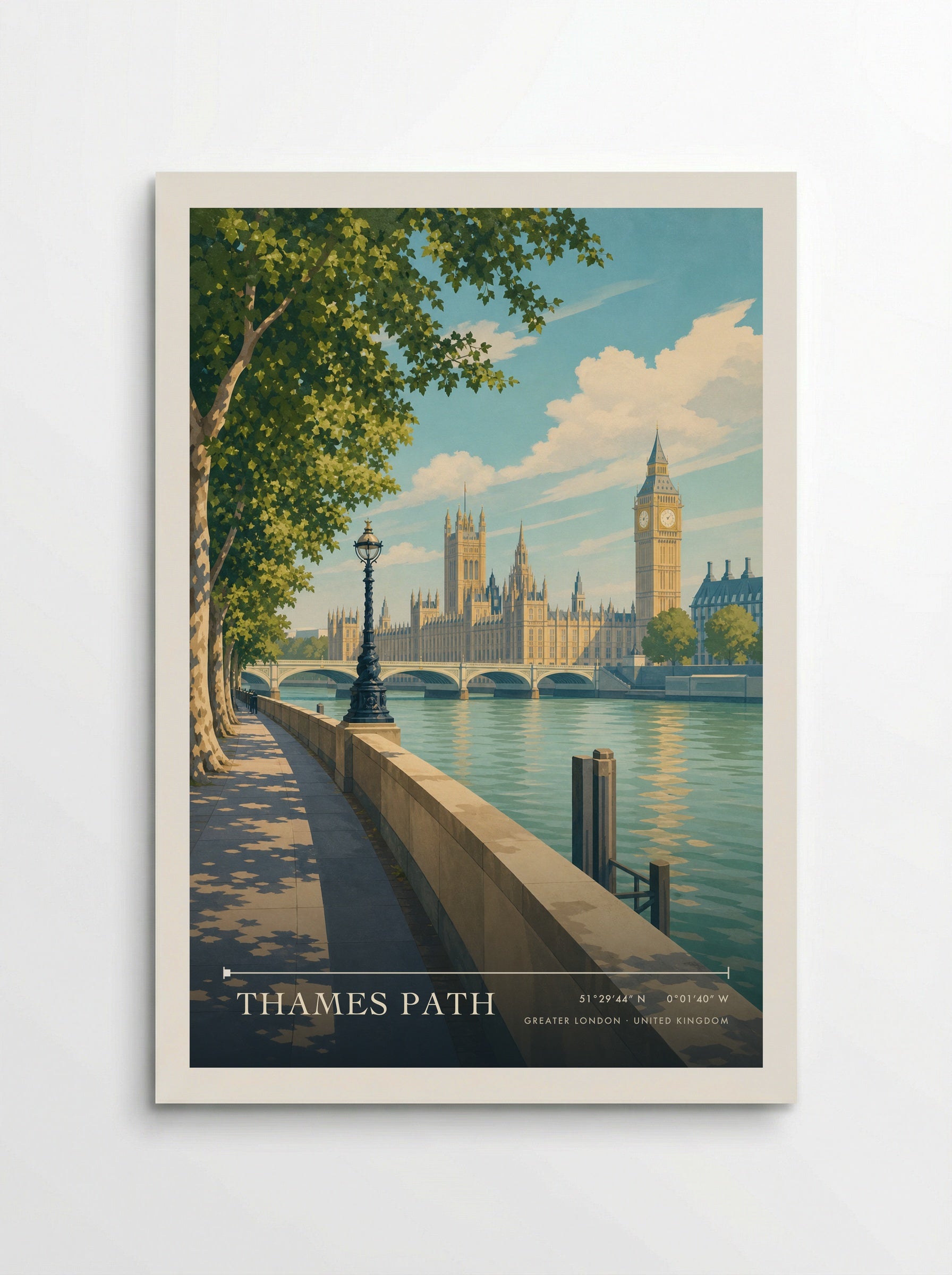 Thames Path Greater London United Kingdom Travel Poster - Poster