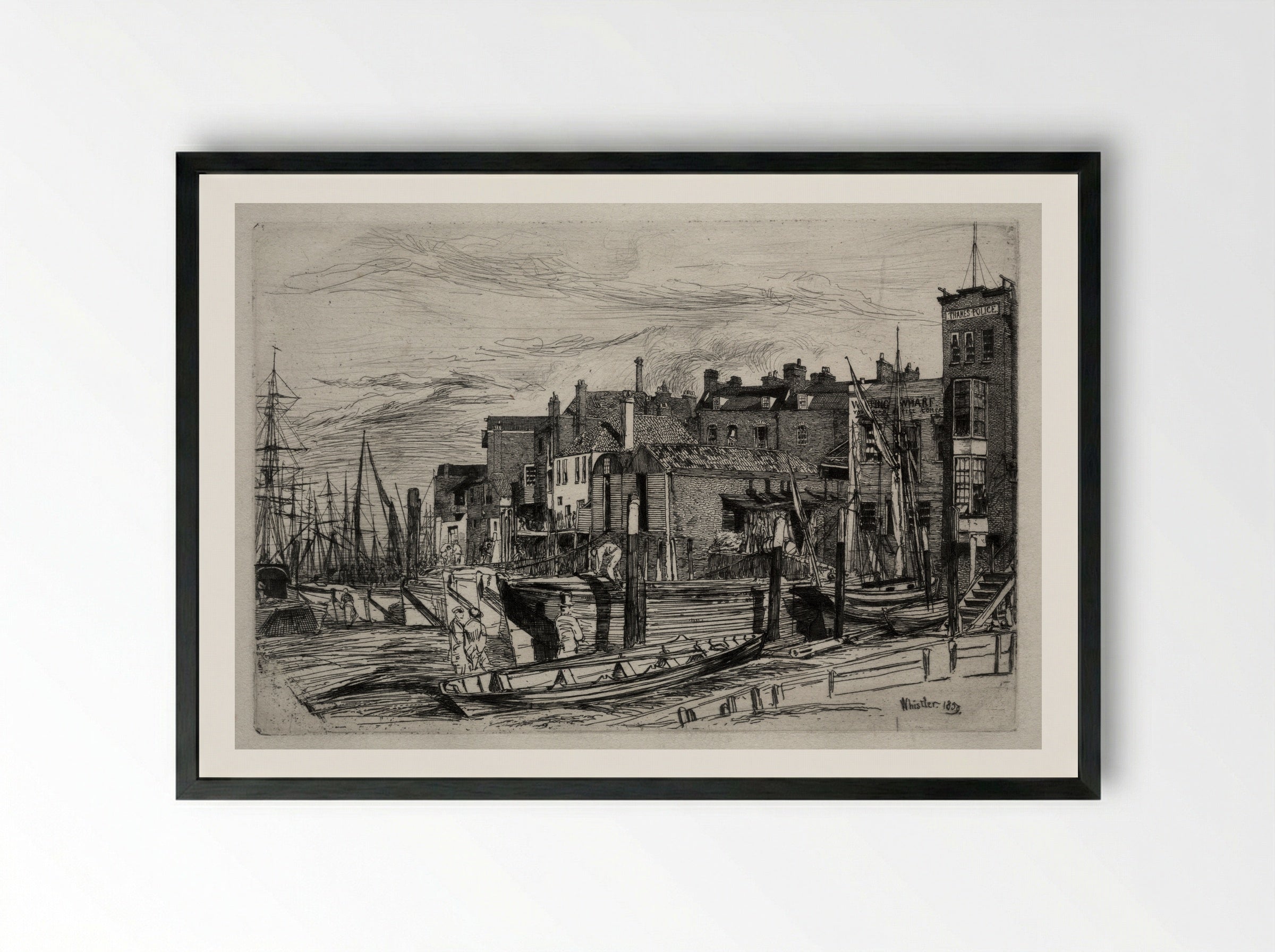 Thames Police - James McNeill Whistler - Framed Print Black