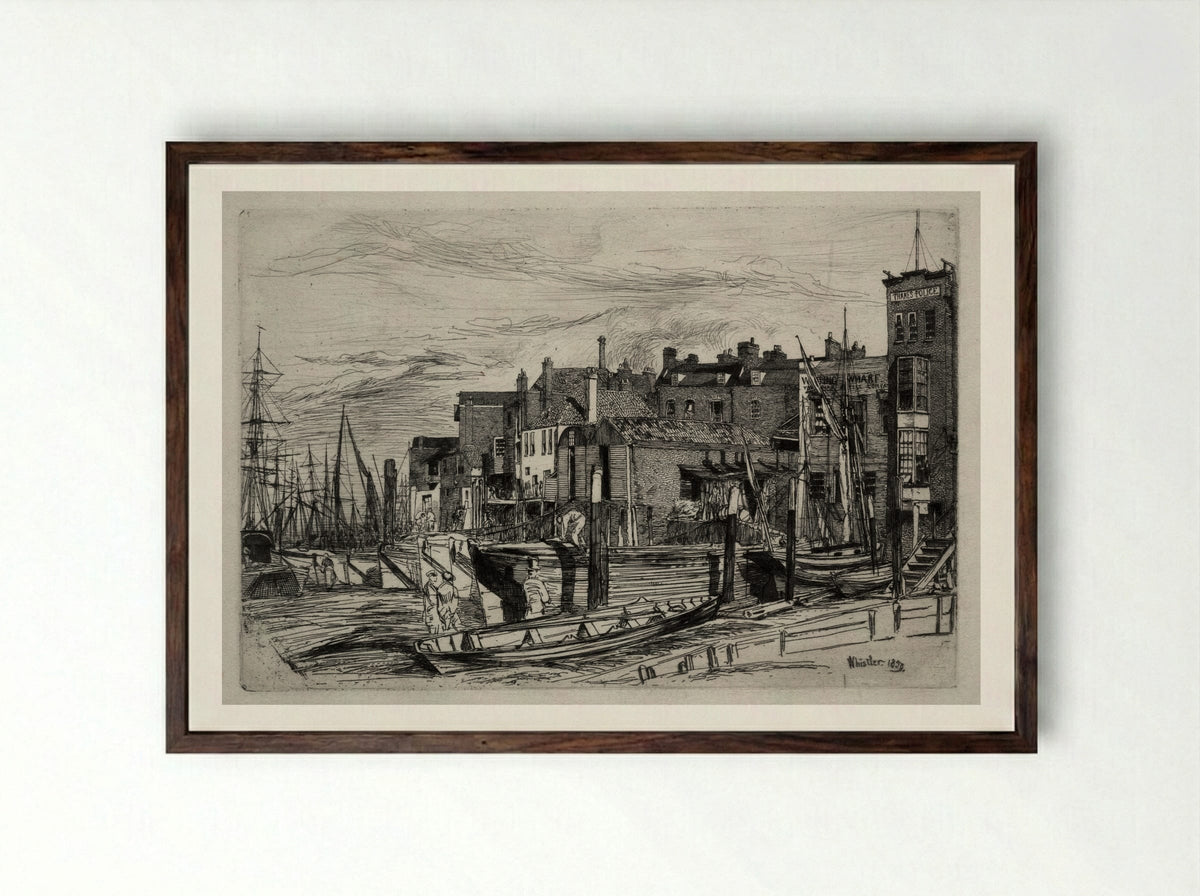 Thames Police - James McNeill Whistler - Framed Print Dark Wood