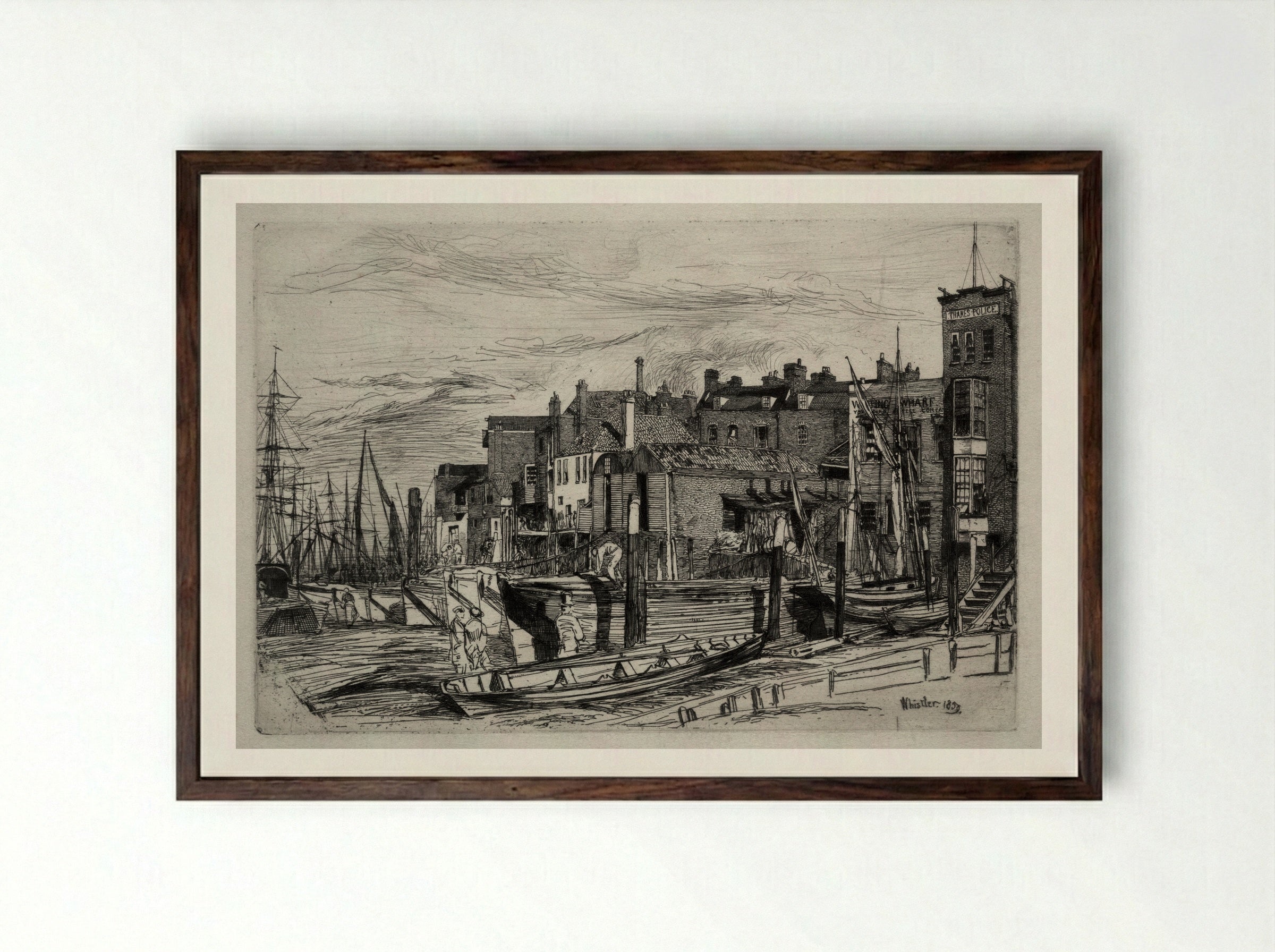 Thames Police - James McNeill Whistler - Framed Print Dark Wood