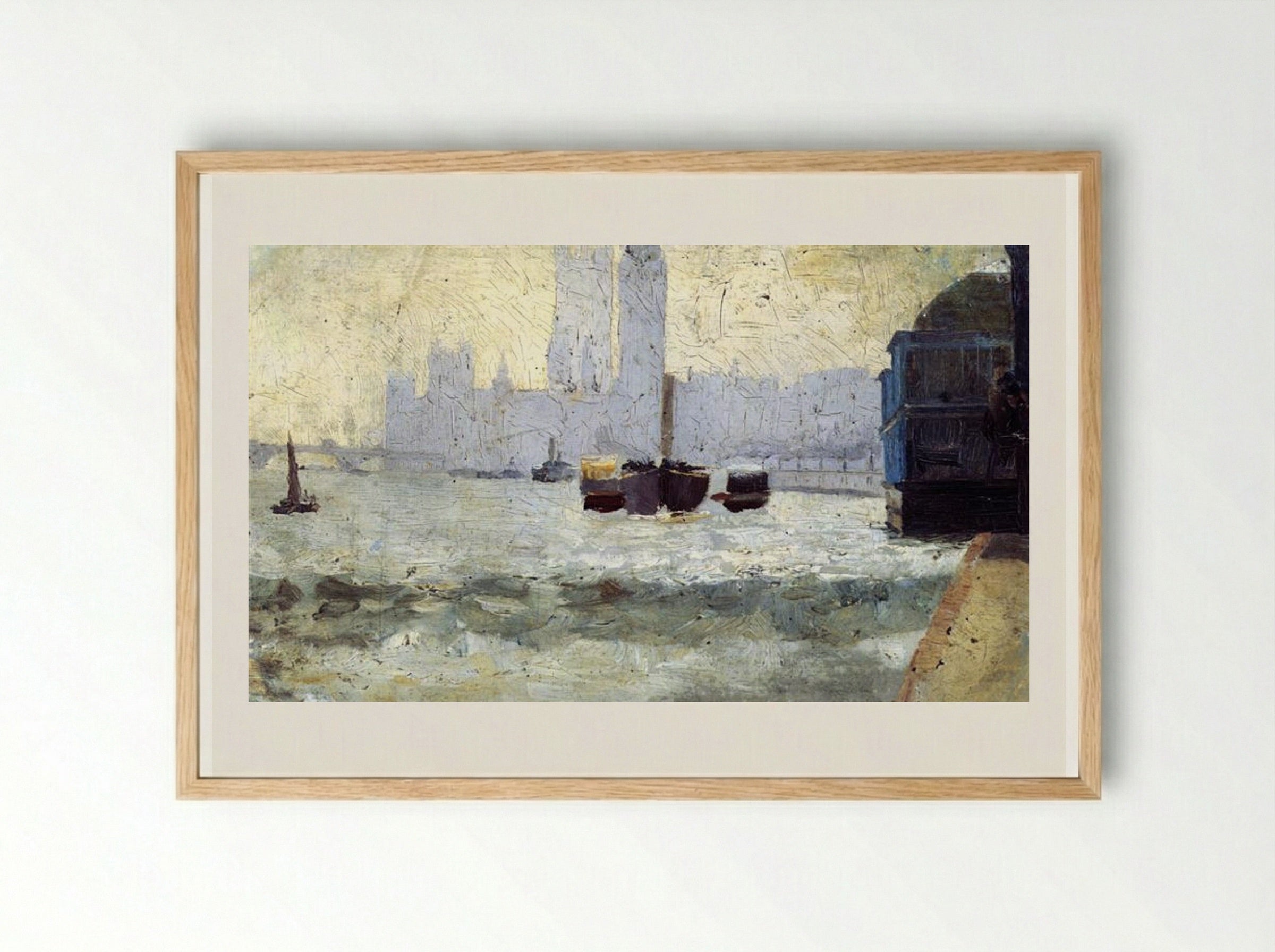 Thames Scene - Tom Roberts - Framed Print Wood
