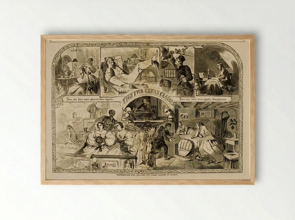 Thanksgiving Day, 1860: The Two Great Classes of Society - Winslow Homer - Framed Print Wood