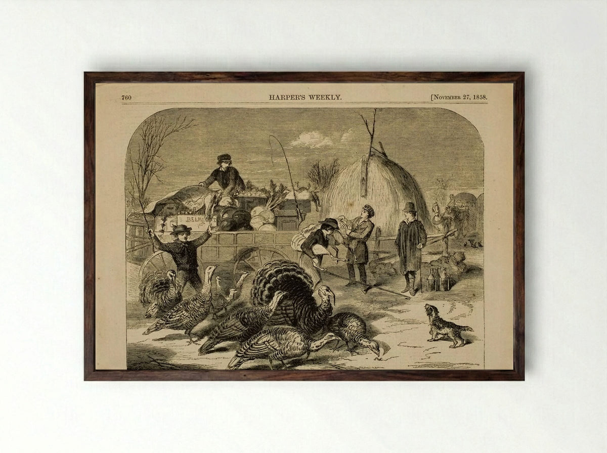 Thanksgiving Day - Ways and Means - Winslow Homer - Framed Print Dark Wood