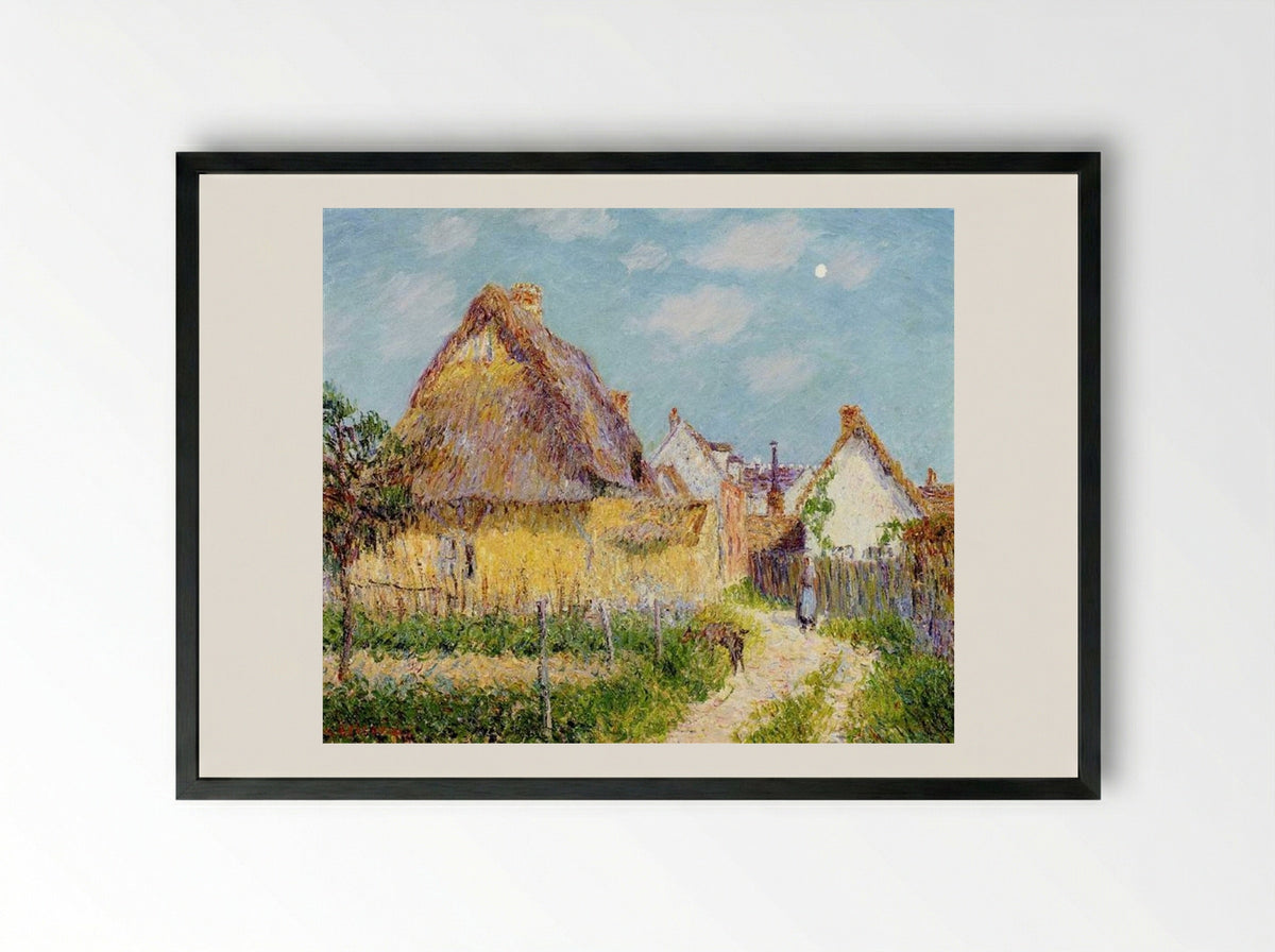 Thatched Cottage - Gustave Loiseau - Framed Print Black