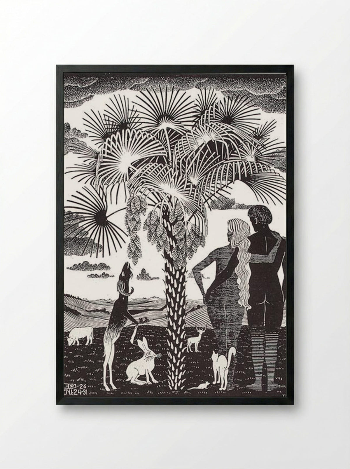 The 6th Day of the Creation - M.C. Escher - Framed Print Black