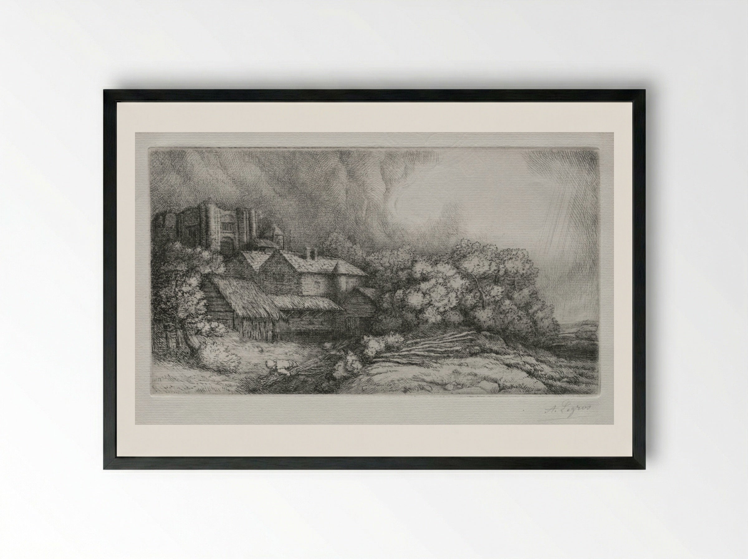 The Abbey Farm (La Ferme de l'abbaye) - Alphonse Legros - Framed Print Black