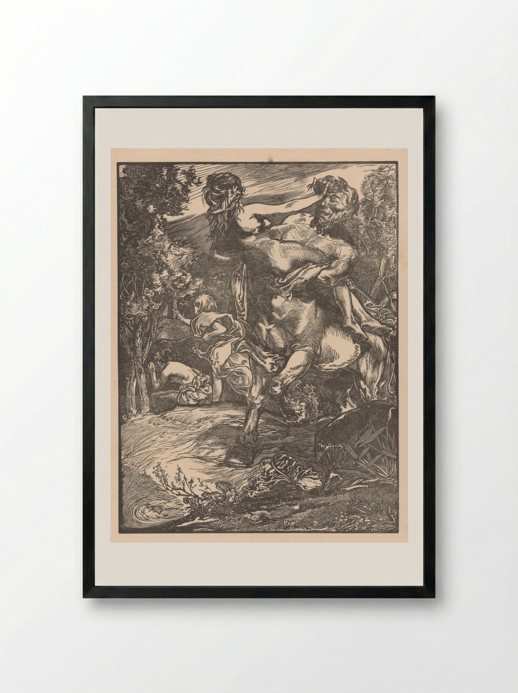 The Abduction of Deianira by Nessus - Johannes Josephus Aarts - Framed Print Black