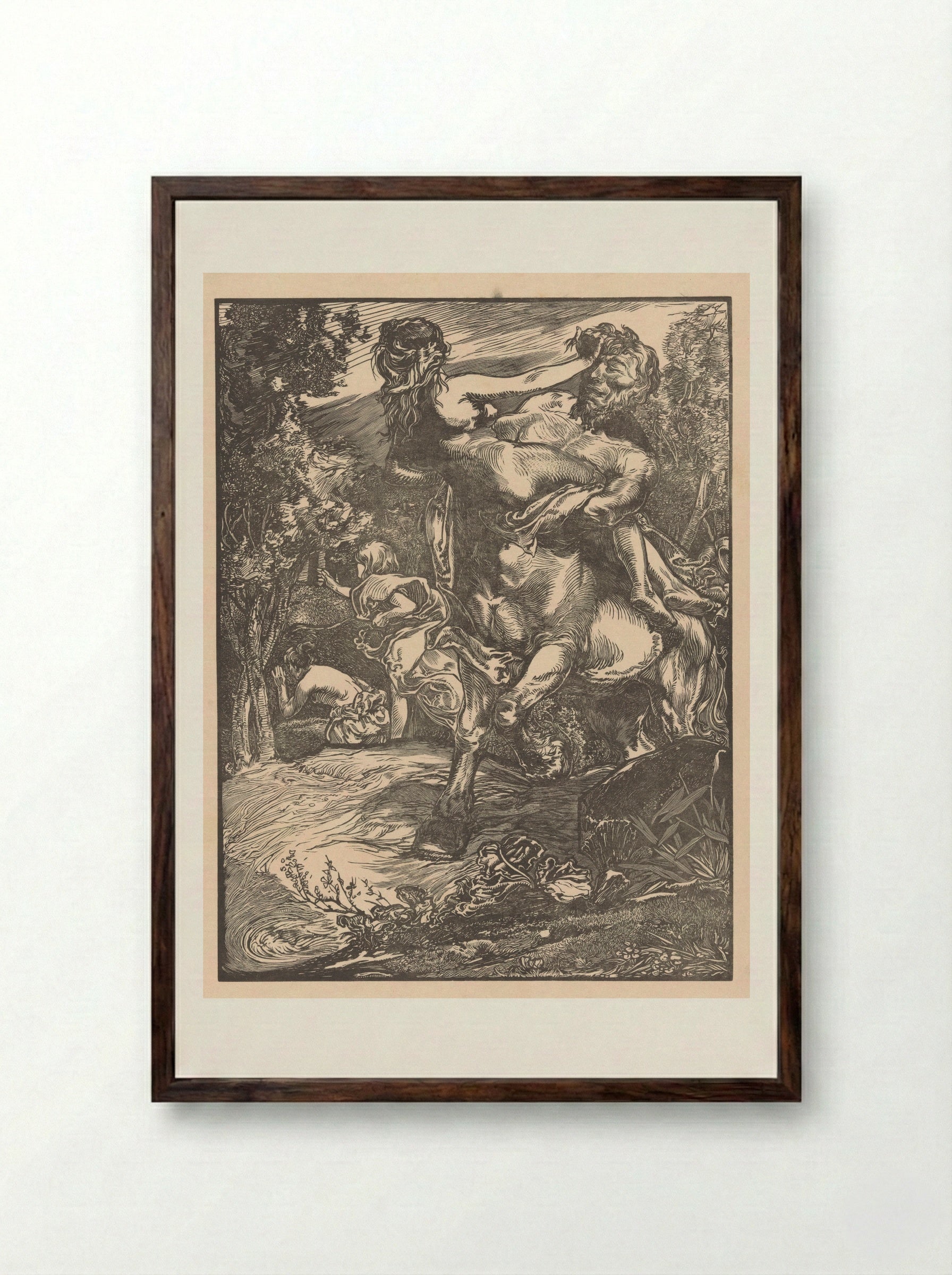 The Abduction of Deianira by Nessus - Johannes Josephus Aarts - Framed Print Dark Wood