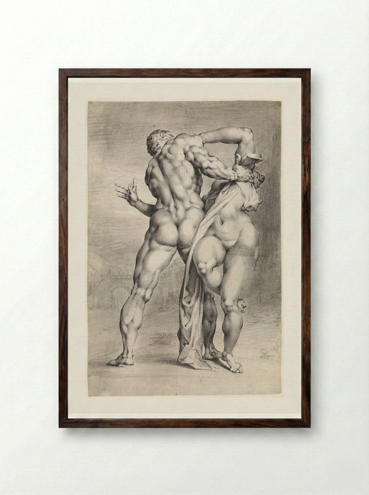 The Abduction of a Sabine Woman (Rear View) - Jan Harmensz. Muller - Framed Print Dark Wood