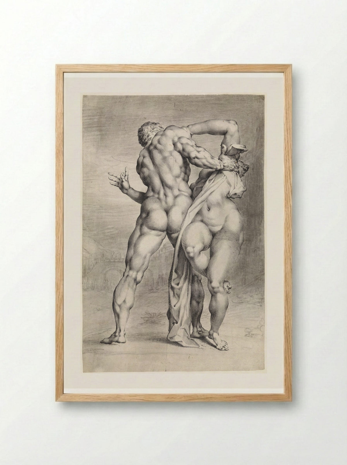 The Abduction of a Sabine Woman (Rear View) - Jan Harmensz. Muller - Framed Print Wood