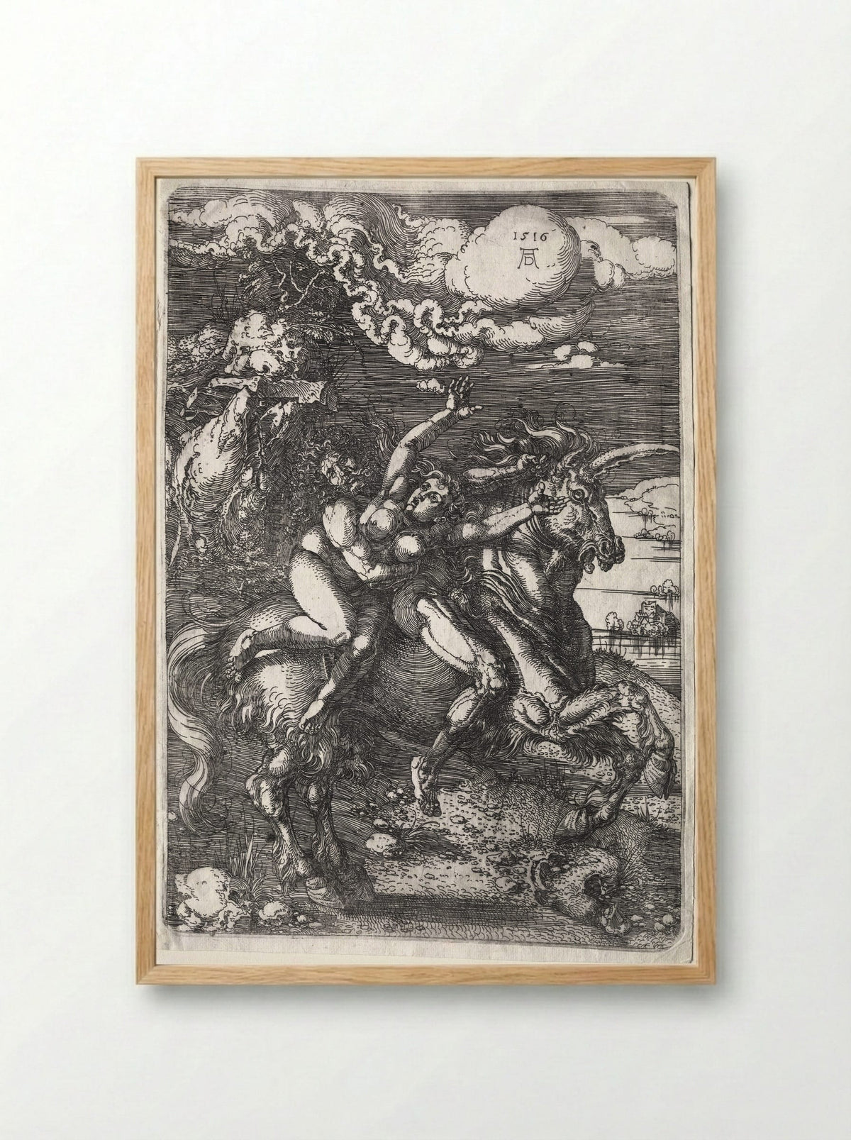 The Abduction on a Unicorn - Albrecht Dürer - Framed Print Wood