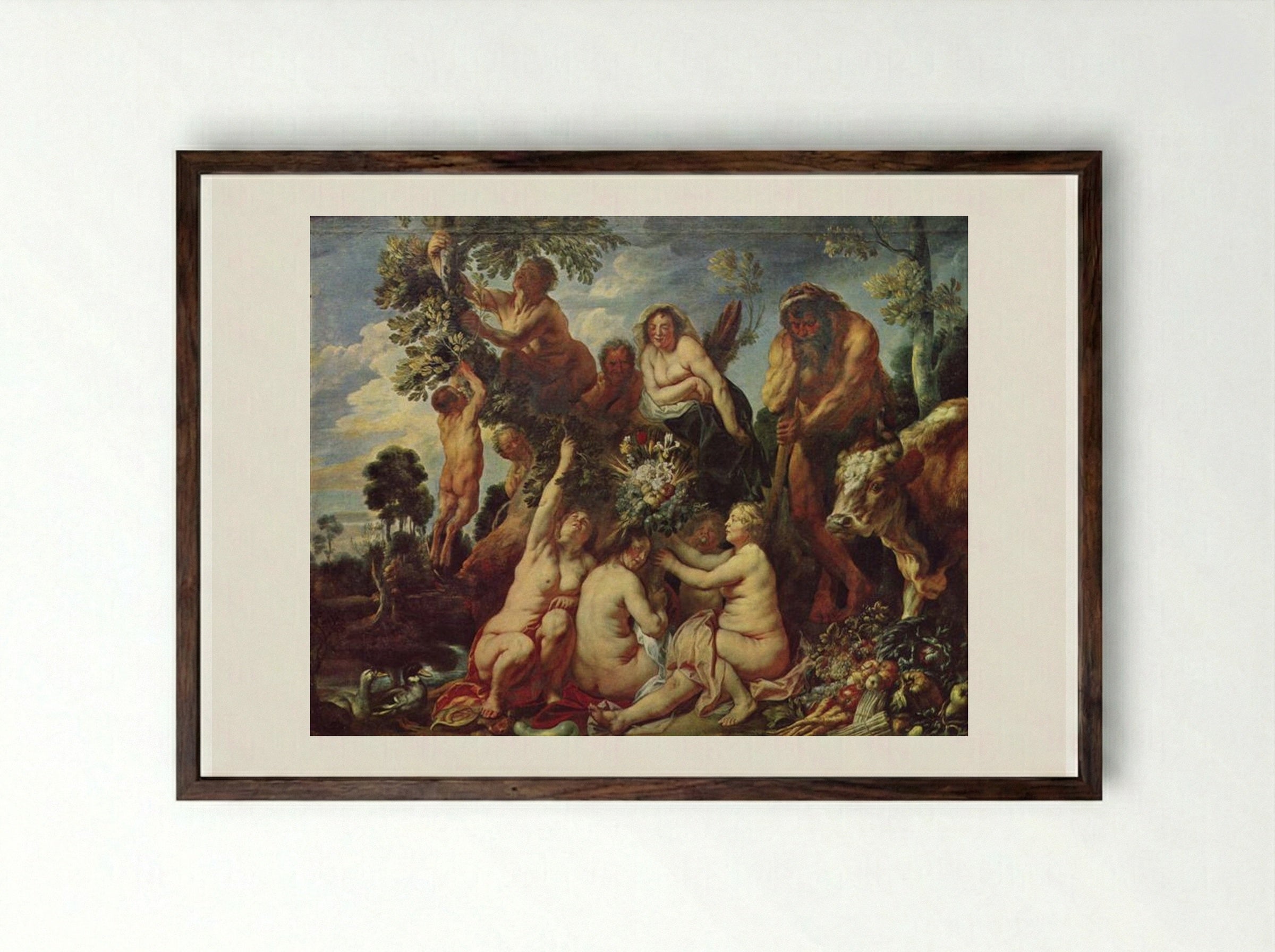 The Abundance of the Earth - Jacob Jordaens - Framed Print Dark Wood