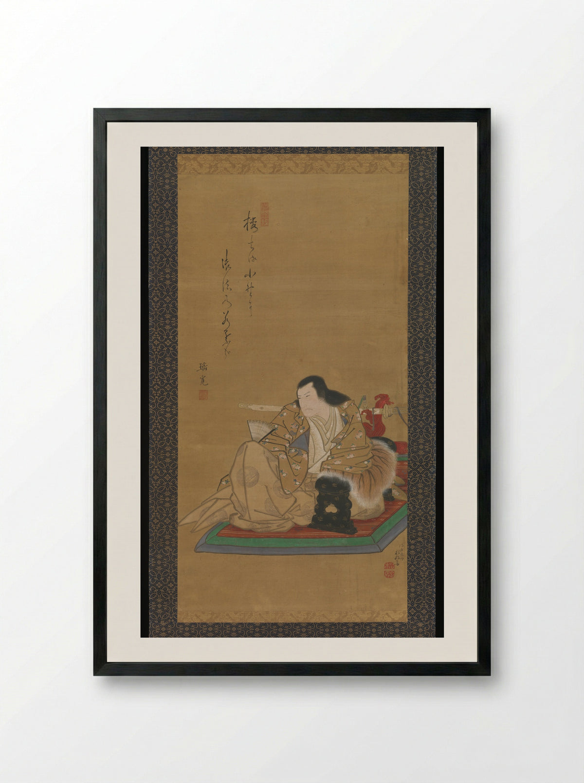 The Actor Arashi Kitsusaburō I as Prince Koretaka - Shunkōsai Hokushū - Framed Print Black
