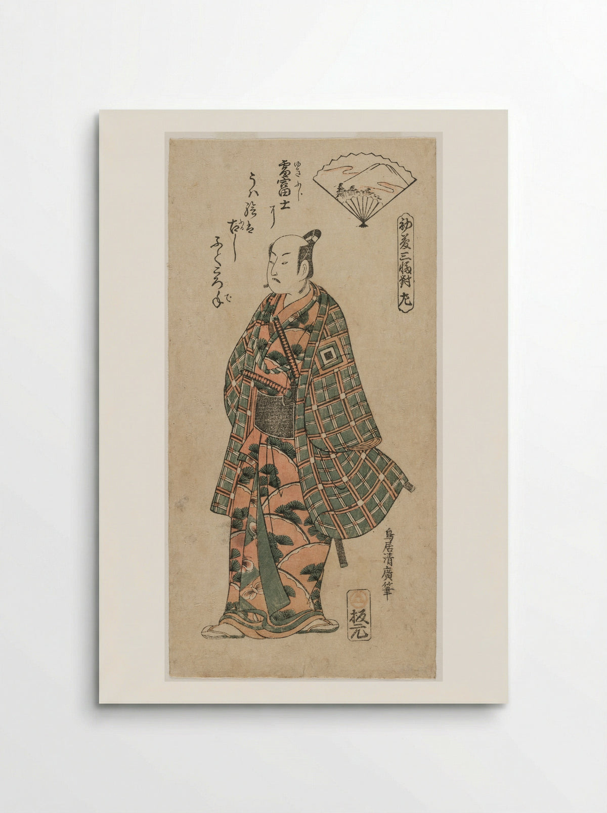 The Actor Arashi Otohachi as a Young Samurai in Woman's Clothes - Torii Kiyohiro - Poster