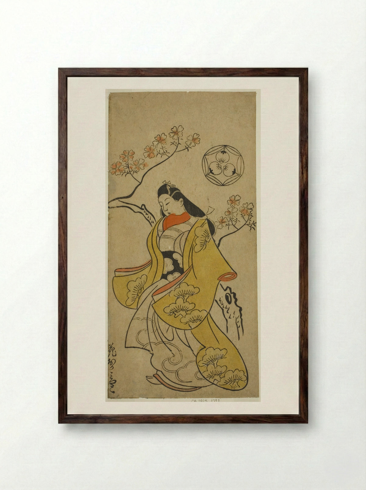 The Actor Hanaoka Miyako - Torii Kiyonobu I - Framed Print Dark Wood