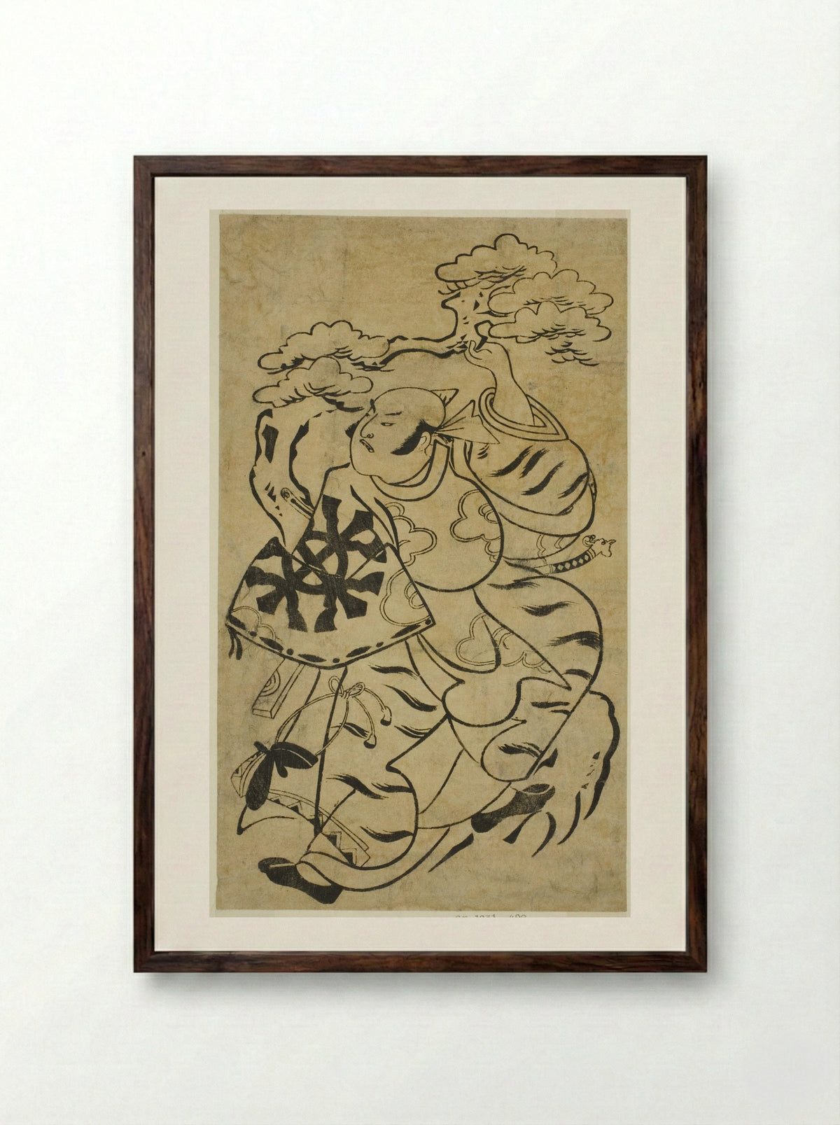 The Actor Nakamura Denkuro I - Torii Kiyonobu I - Framed Print Dark Wood