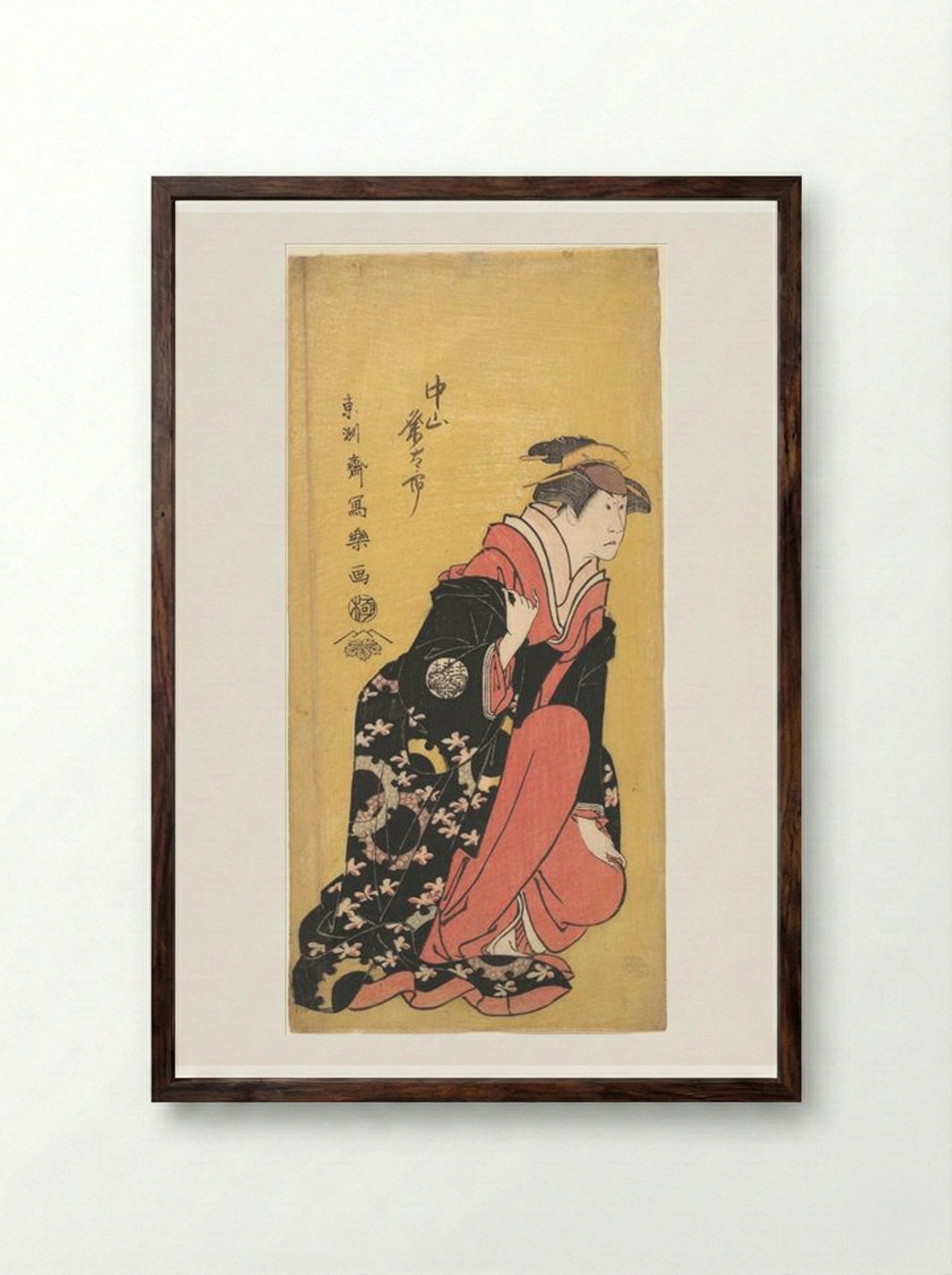 The Actor Nakayama Kumetaro II - Tōshūsai Sharaku - Framed Print Dark Wood