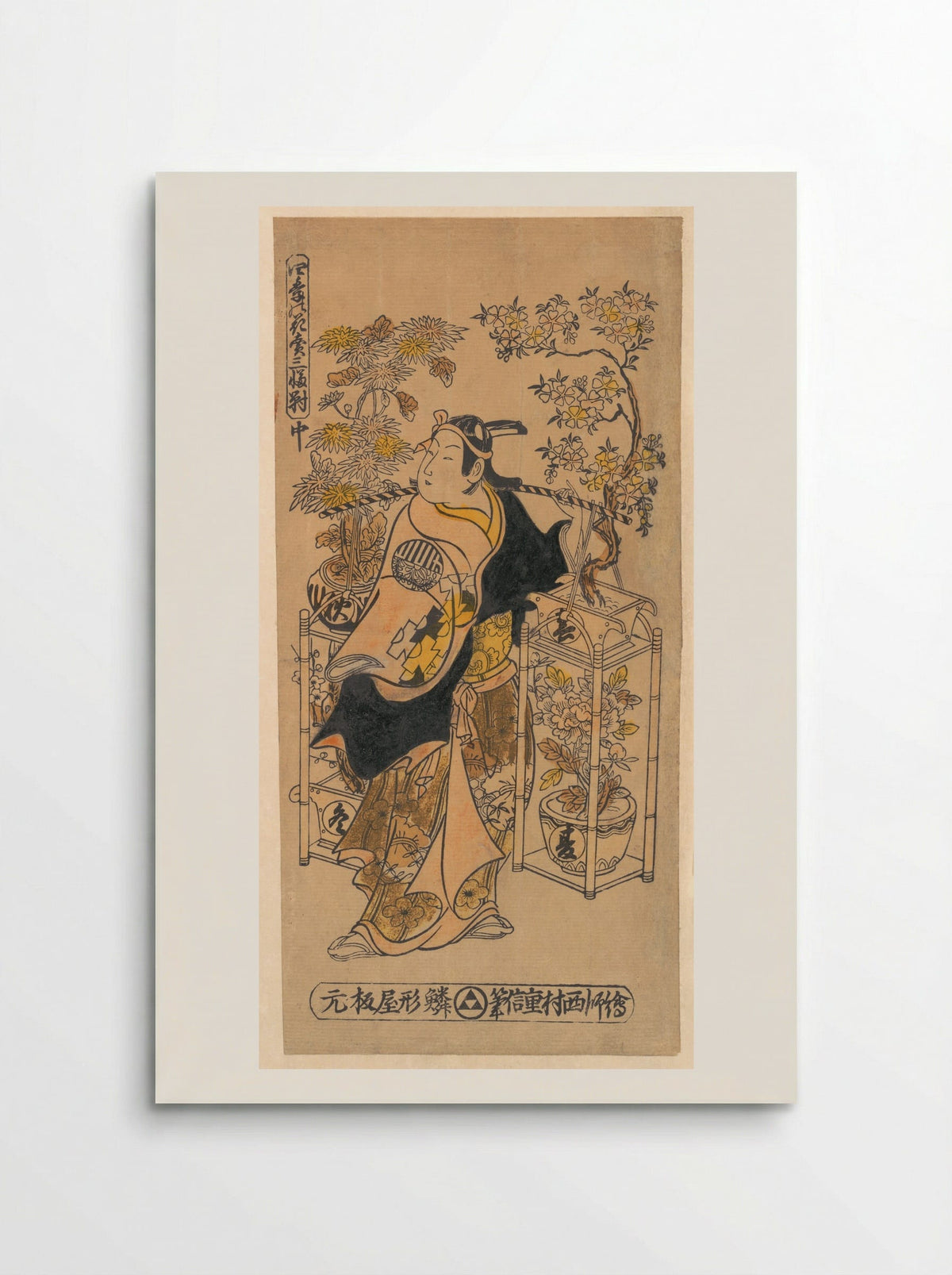 The Actor Ogino Isaburō as an Itinerant Flower Vendor - Nishimura Shigenobu - Poster