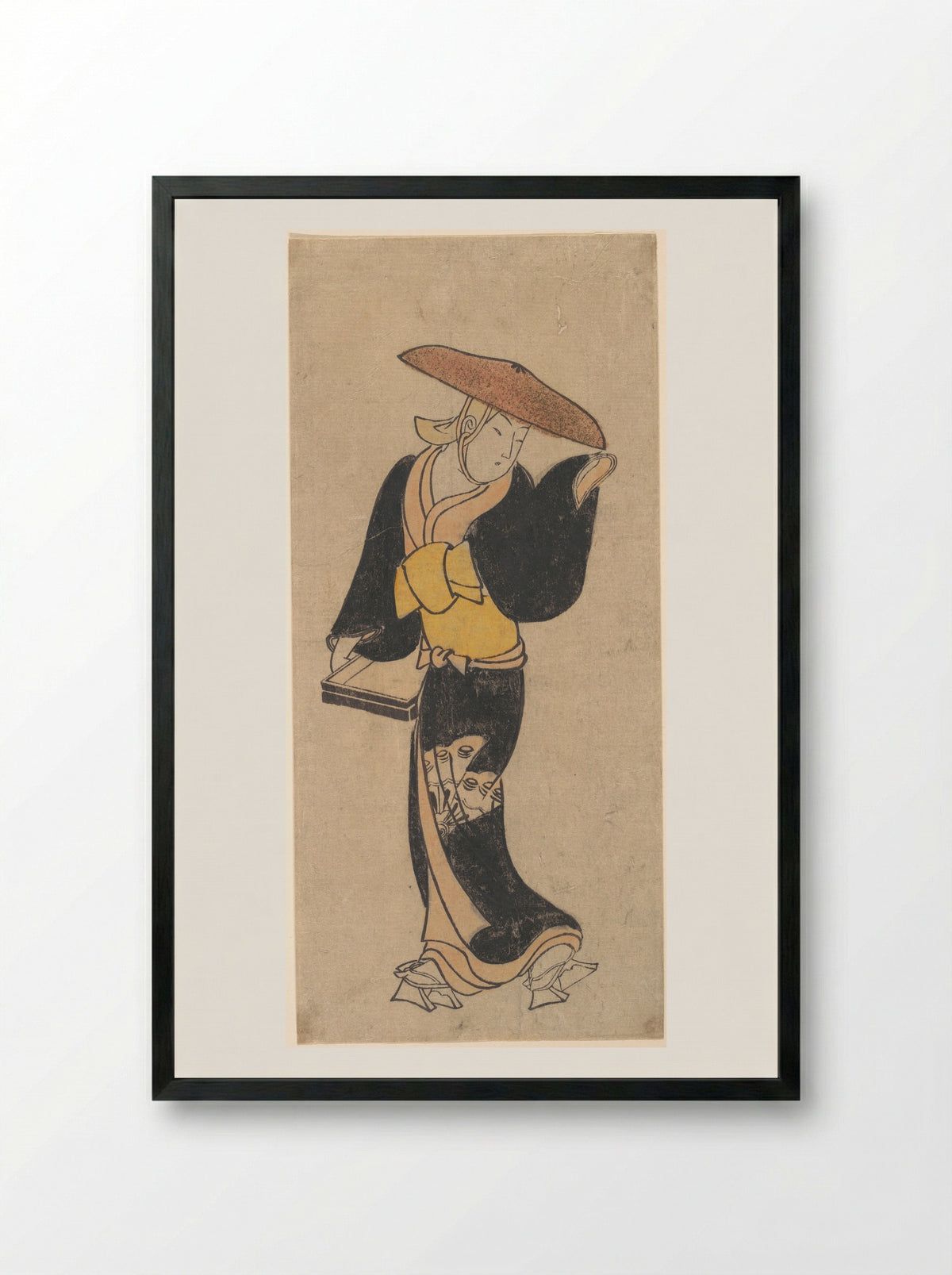 The Actor Sanjō Kantarō as an Itinerant Buddhist Nun - Kondo Kiyoharu - Framed Print Black