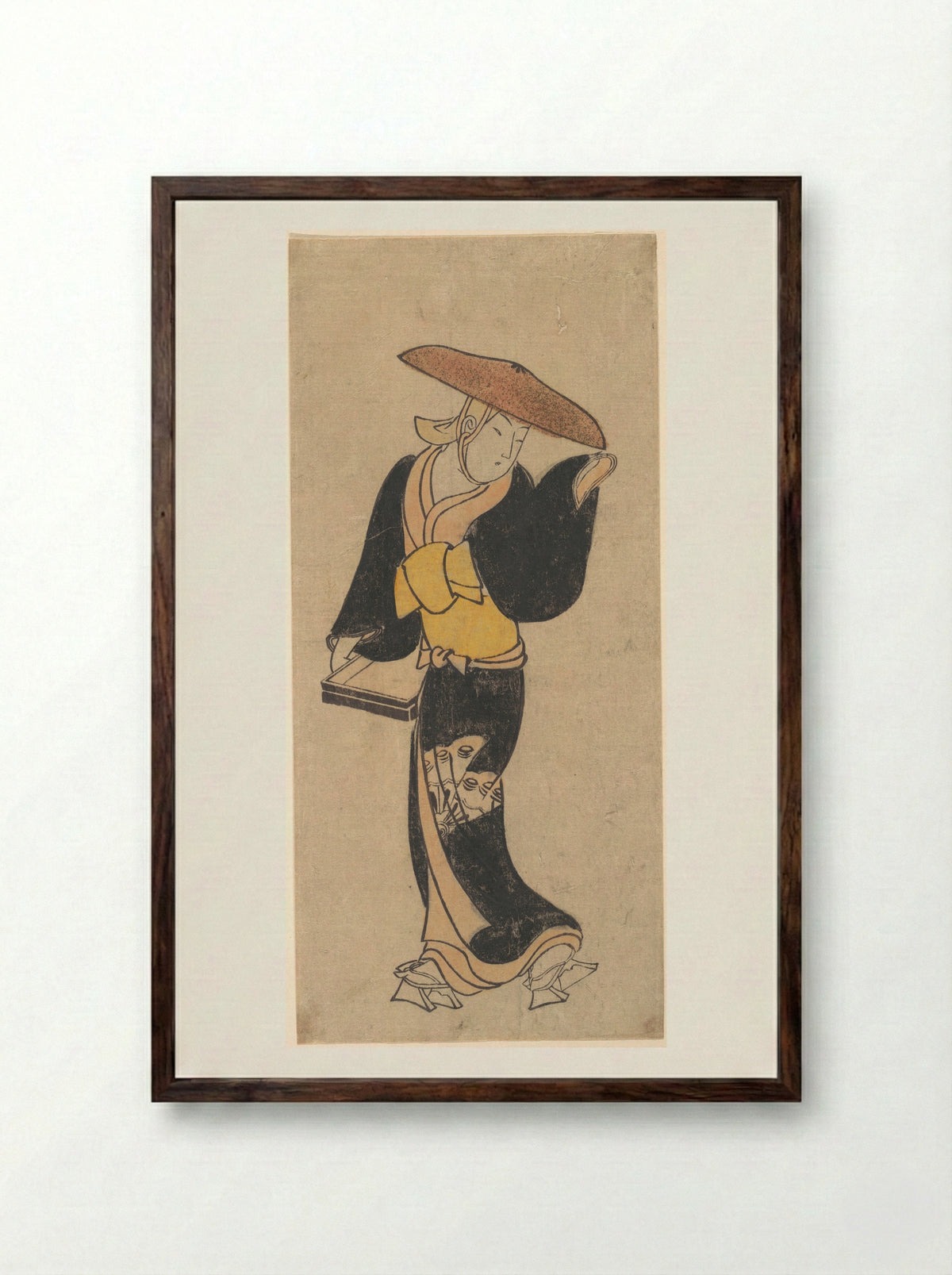 The Actor Sanjō Kantarō as an Itinerant Buddhist Nun - Kondo Kiyoharu - Framed Print Dark Wood