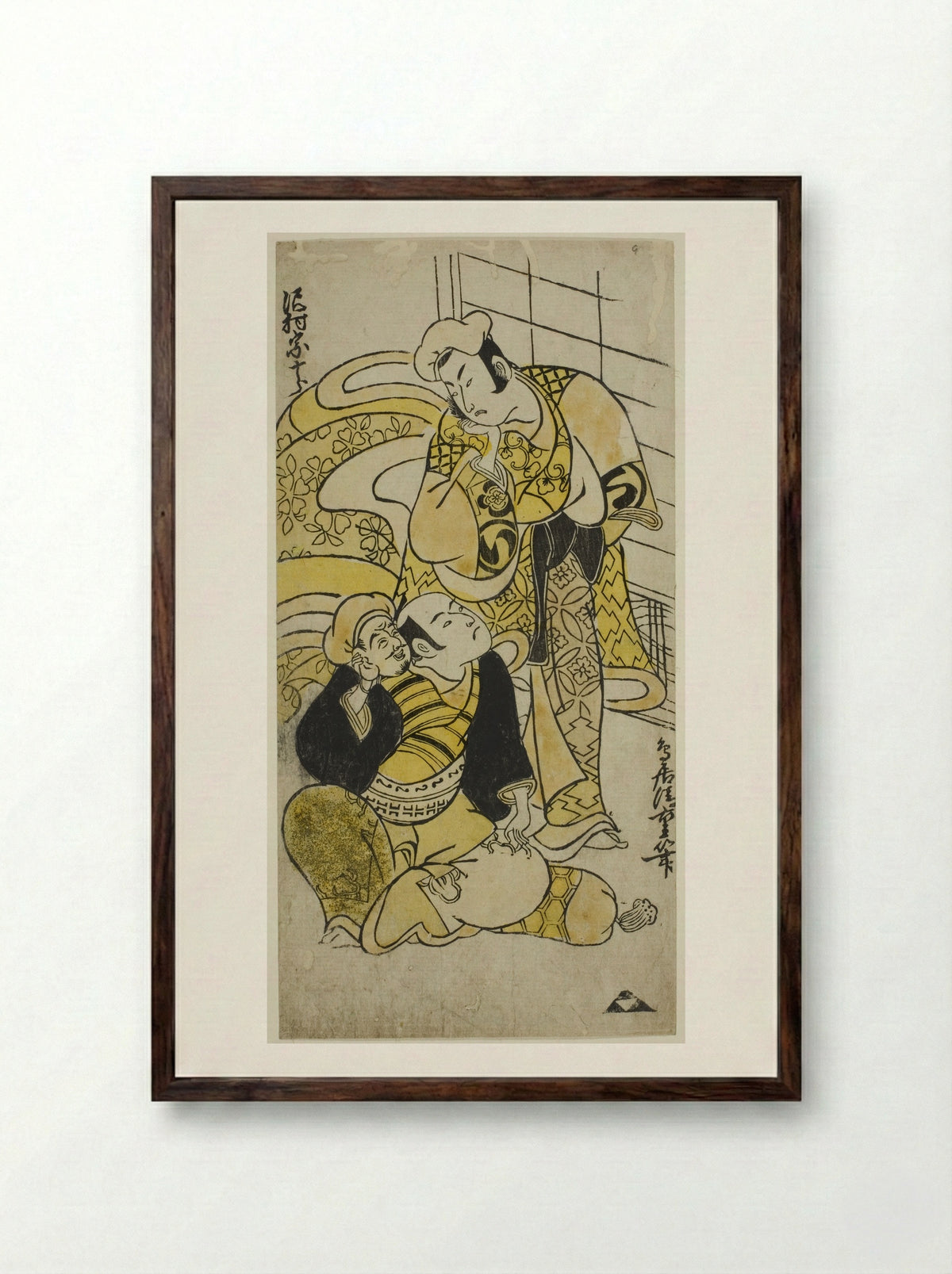 The Actor Sawamura Sojuro I as Soga no Juro - Torii Kiyoshige - Framed Print Dark Wood