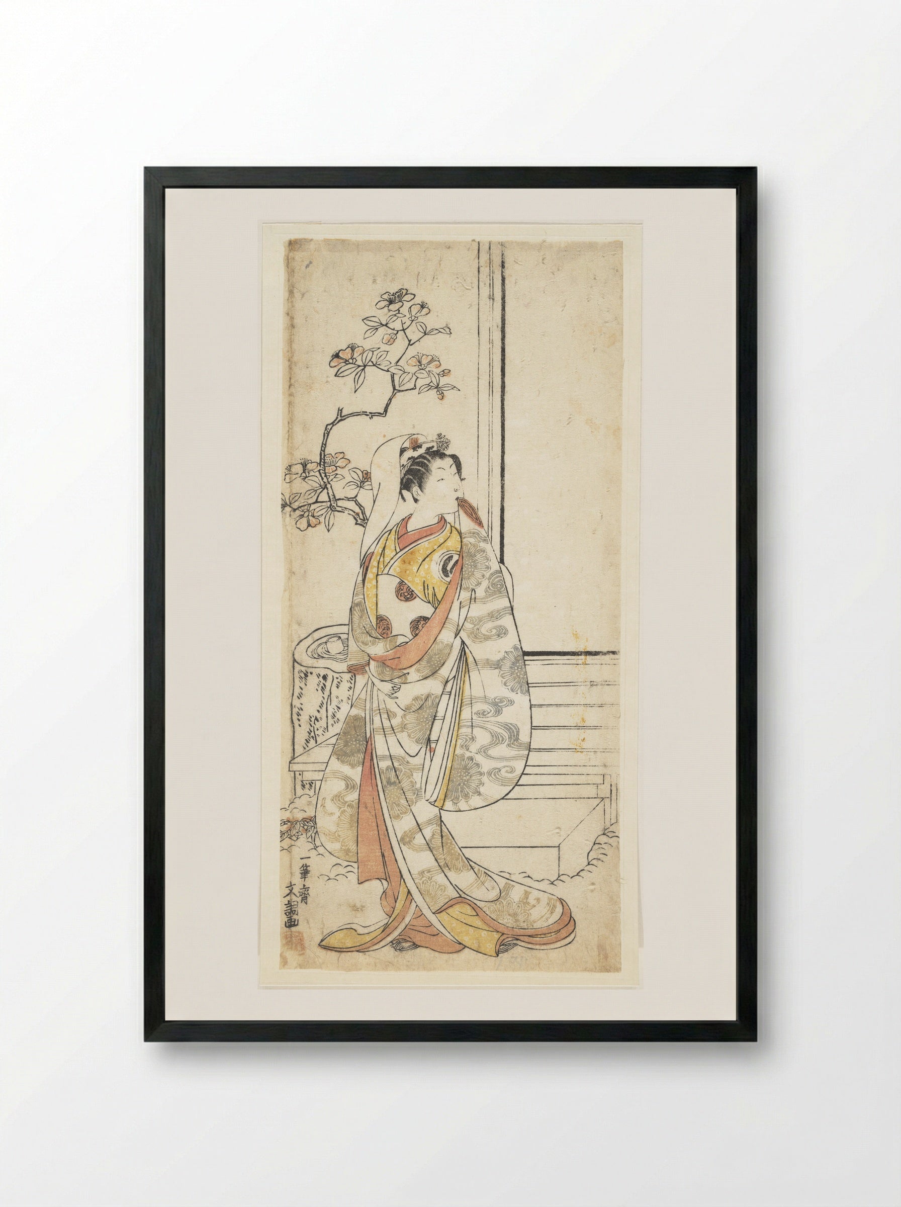 The Actor Sawamura Sojuro I in an Unidentified Female Role - Ippitsusai Bunchō - Framed Print Black