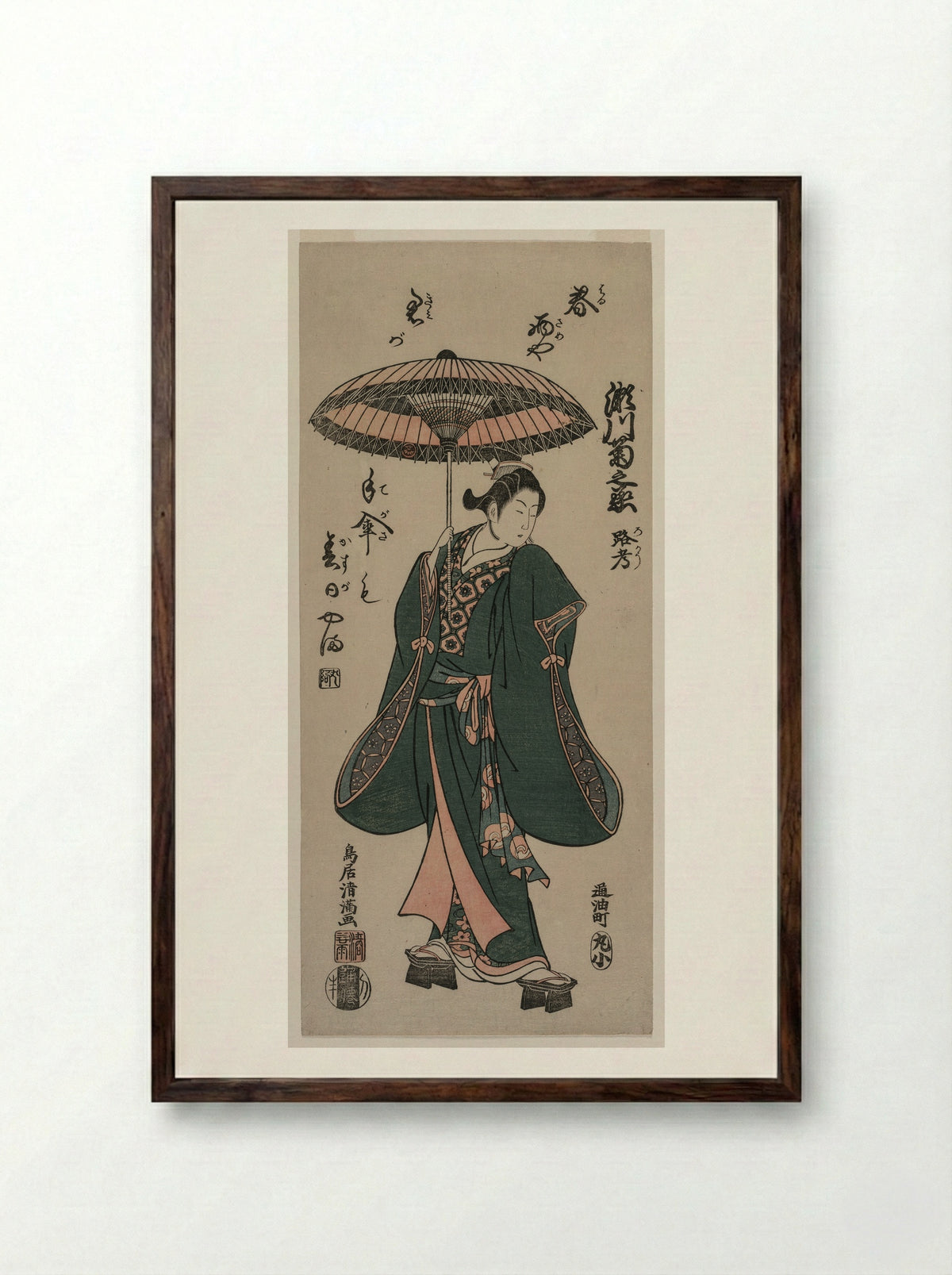 The Actor Segawa Kikunojo II as Shirabyoshi Renri - Torii Kiyomitsu I - Framed Print Dark Wood