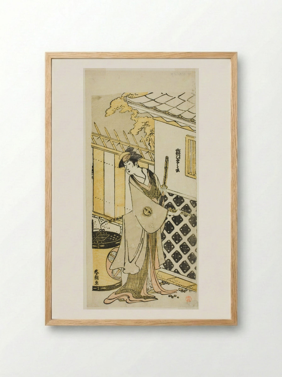 The Actor Segawa Kikunojo III as a Woman of a Samurai Family - Katsushika Hokusai - Framed Print Wood