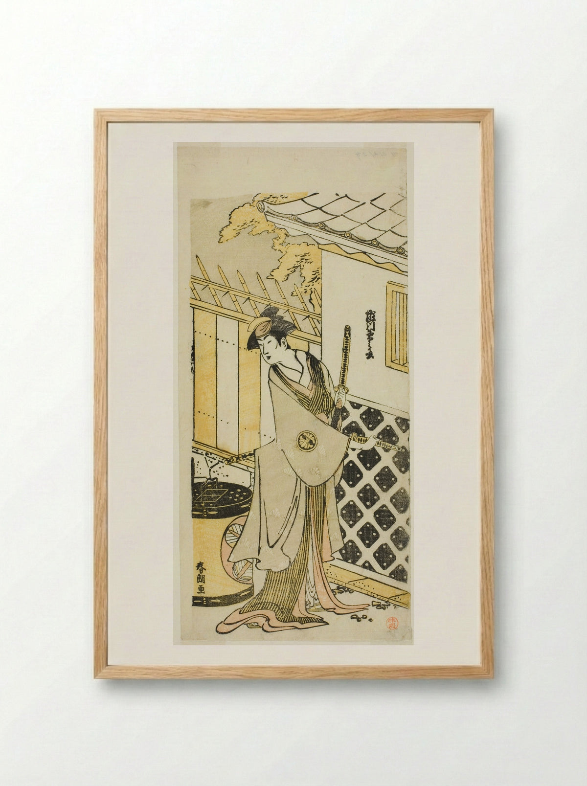 The Actor Segawa Kikunojo III as a Woman of a Samurai Family - Katsushika Hokusai - Framed Print Wood