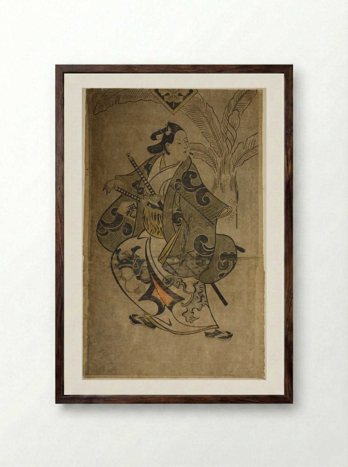 The Actor Shinomiya Heihachi - Torii Kiyonobu I - Framed Print Dark Wood