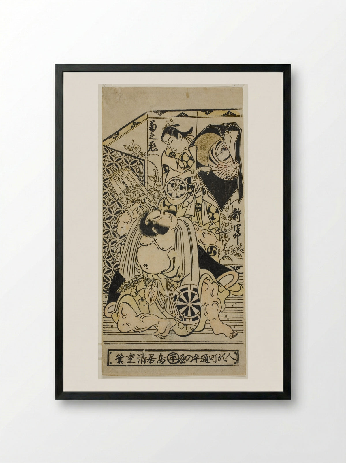 The Actors Anegawa Shinshiro I and Segawa Kikunojo I - Torii Kiyoshige - Framed Print Black