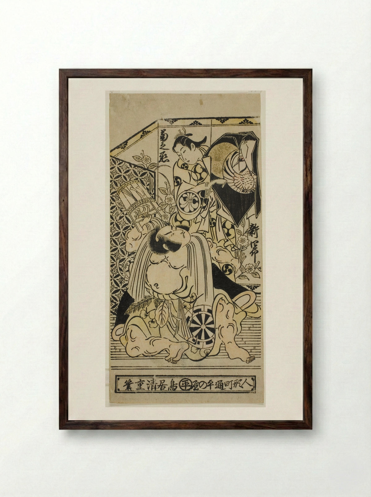 The Actors Anegawa Shinshiro I and Segawa Kikunojo I - Torii Kiyoshige - Framed Print Dark Wood